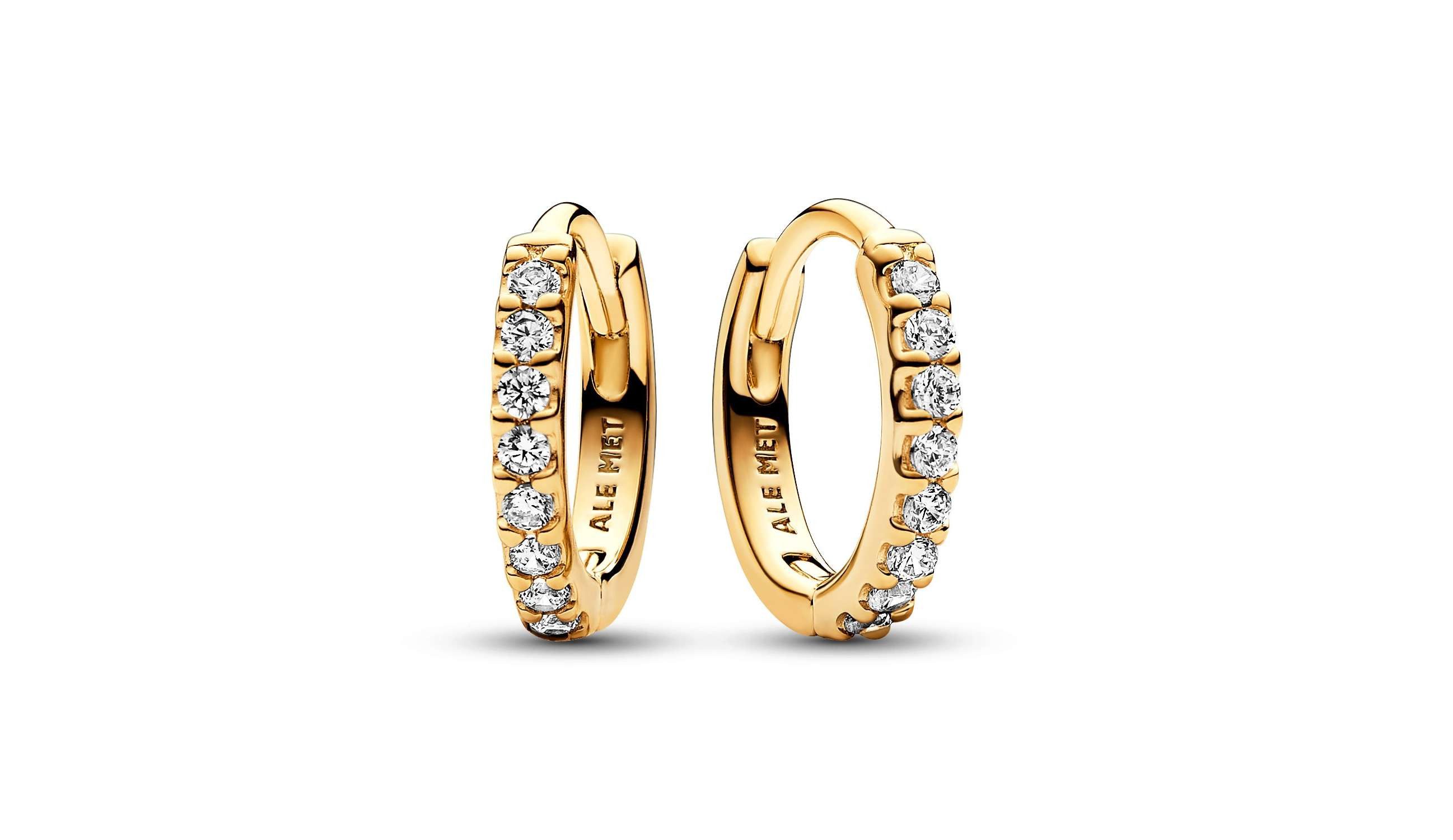 Pandora Paar Creolen 263015C01, für Damen Funkelnde Umarmung Goldfarben