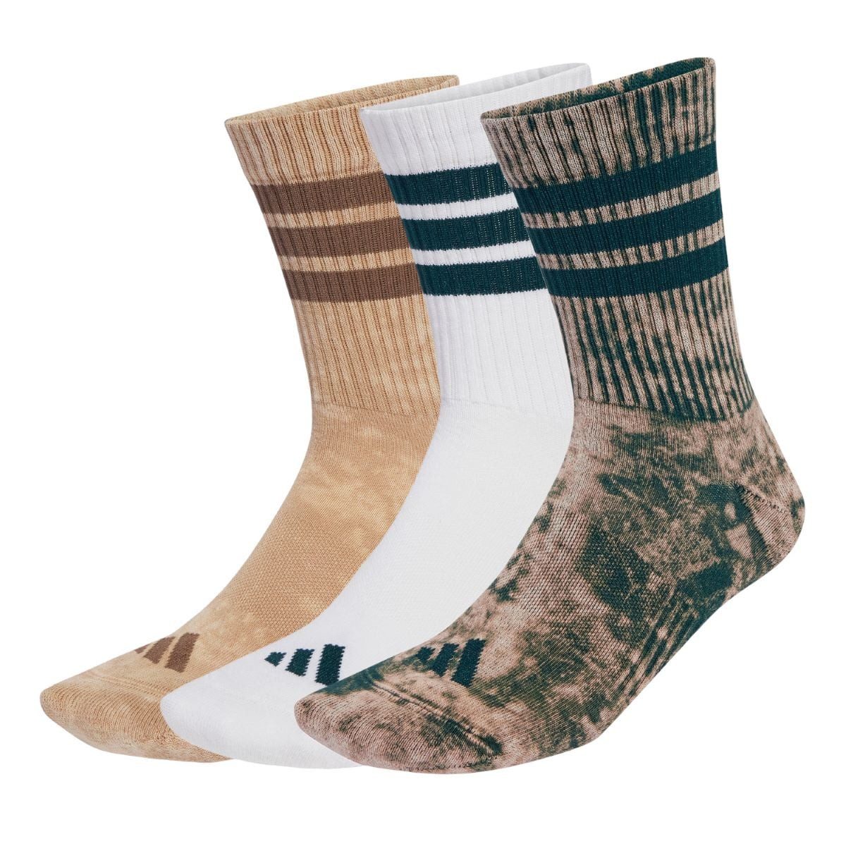 adidas Performance Sportsocken Stonewash Crew 3-Streifen (Baumwollmix) weiss/braun/grün - 3 Paar