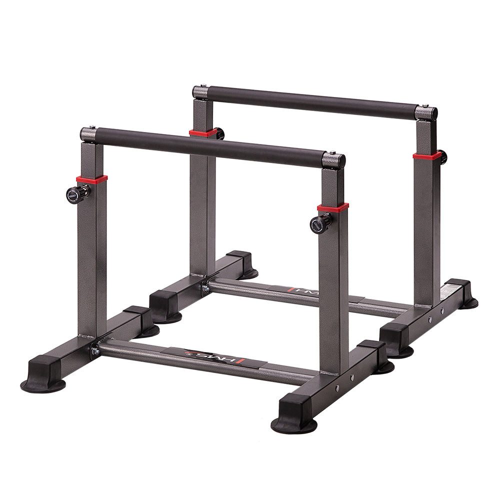 HMS Liegestützgriffe Parallettes Dipständer Calisthenics (Spar-Set, 2-St., 72 x 52 cm verstellbar), Höhenverstellbar, Stahl, 2er-Set, bis 150 kg