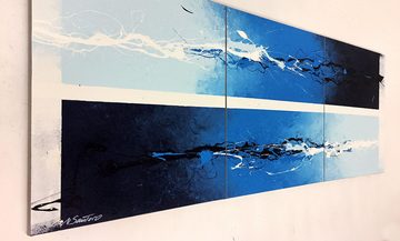 WandbilderXXL Gemälde Liquid Ocean 180 x 70 cm, Abstraktes Gemälde, handgemaltes Unikat