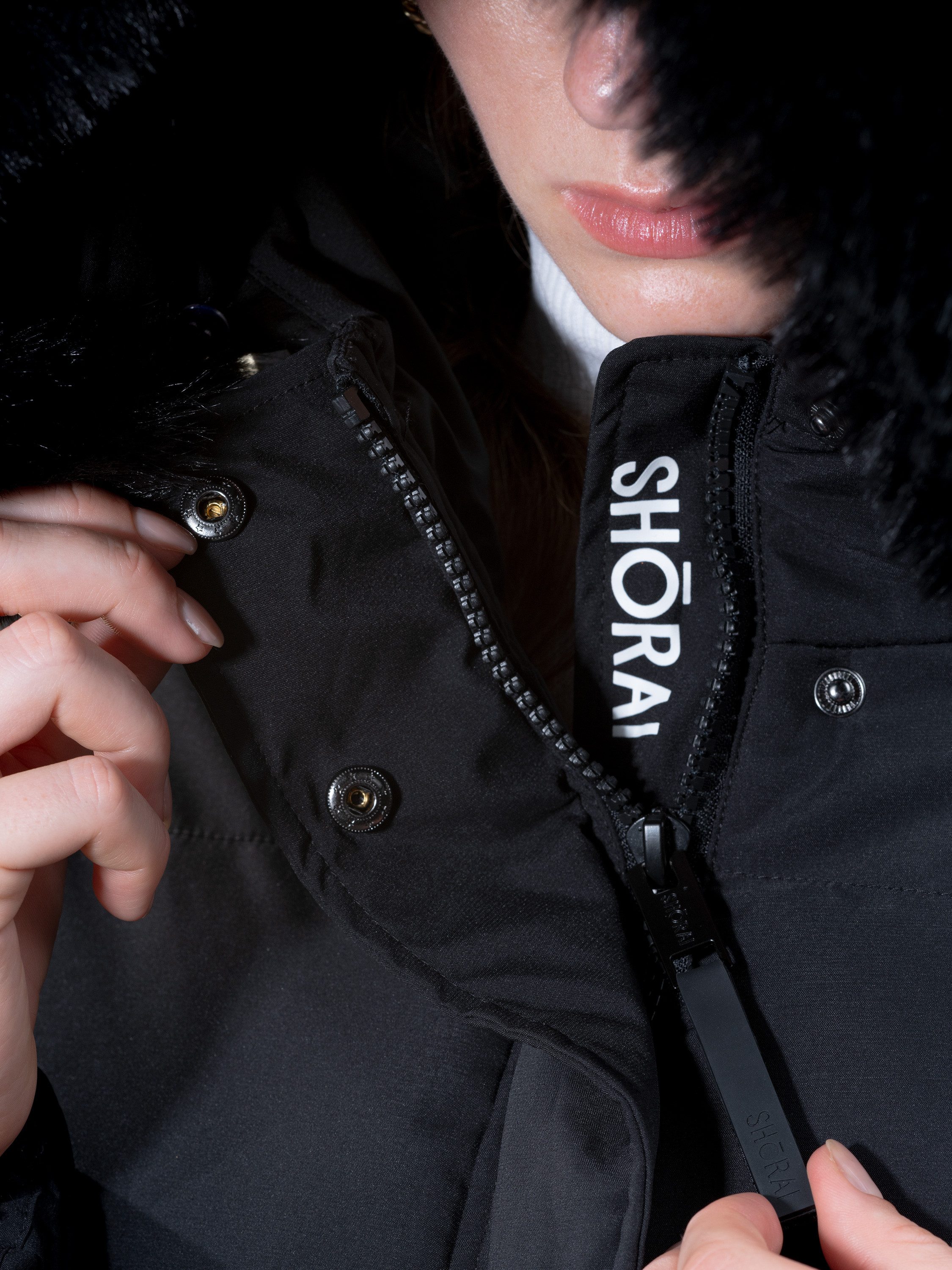 Shorai Steppjacke SH2404.601 abnehmbarer Kunstfellbesatz an der Kapuze, verstellbarer Taillengürtel