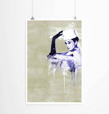 Sinus Art Leinwandbild Audrey Hepburn II 90x60cm Paul Sinus Art Splash Art Wandbild als Poster ohne Rahmen gerollt