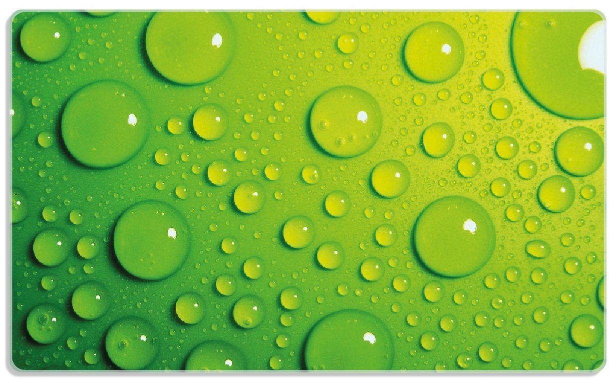 ESG-Sicherheitsglas, 4mm, auf Wallario (inkl. Gummifüße 14x23cm rutschfester Grün, Wassertropfen Frühstücksbrett 1-St),