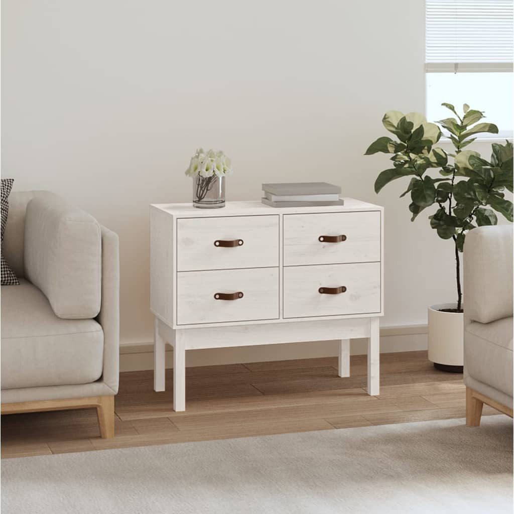 vidaXL Kommode NA Konsolenschrank Weiß 90x40x78 cm Massivholz Kiefer Kommode