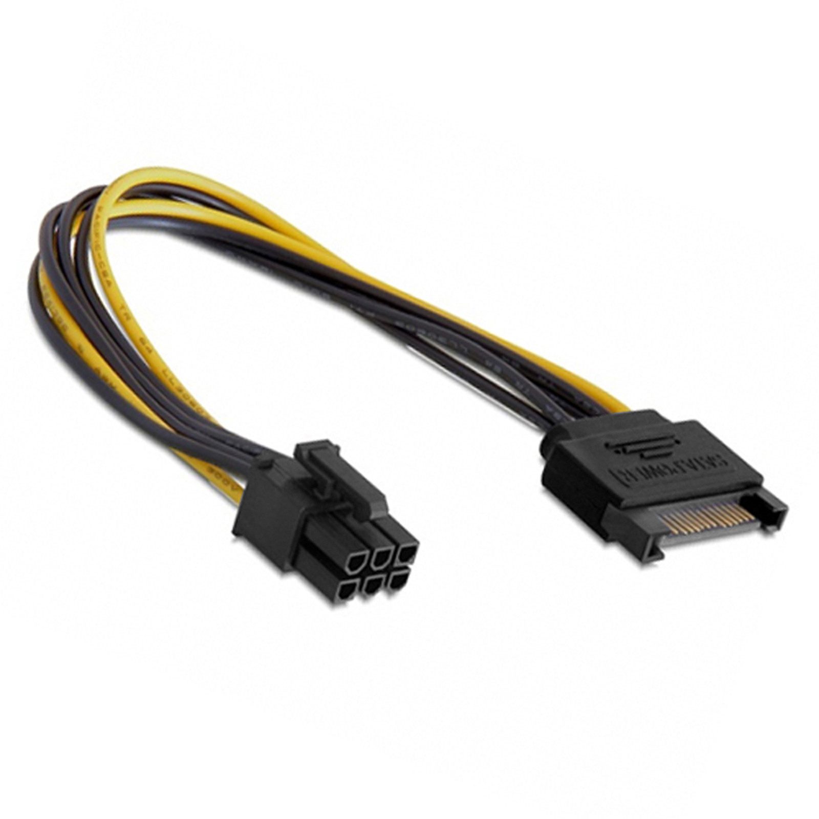 Bolwins K26 SATA Kabel 15Pin zu 6Pin PCI Express Stromkabel Adapter PC Grafik Computer-Kabel, SATA 15-Pin Stecker, 6-Pin PCI-Express Kupplung (20 cm), Stromversorgung von PCI-Express Karten über SATA-Anschluss