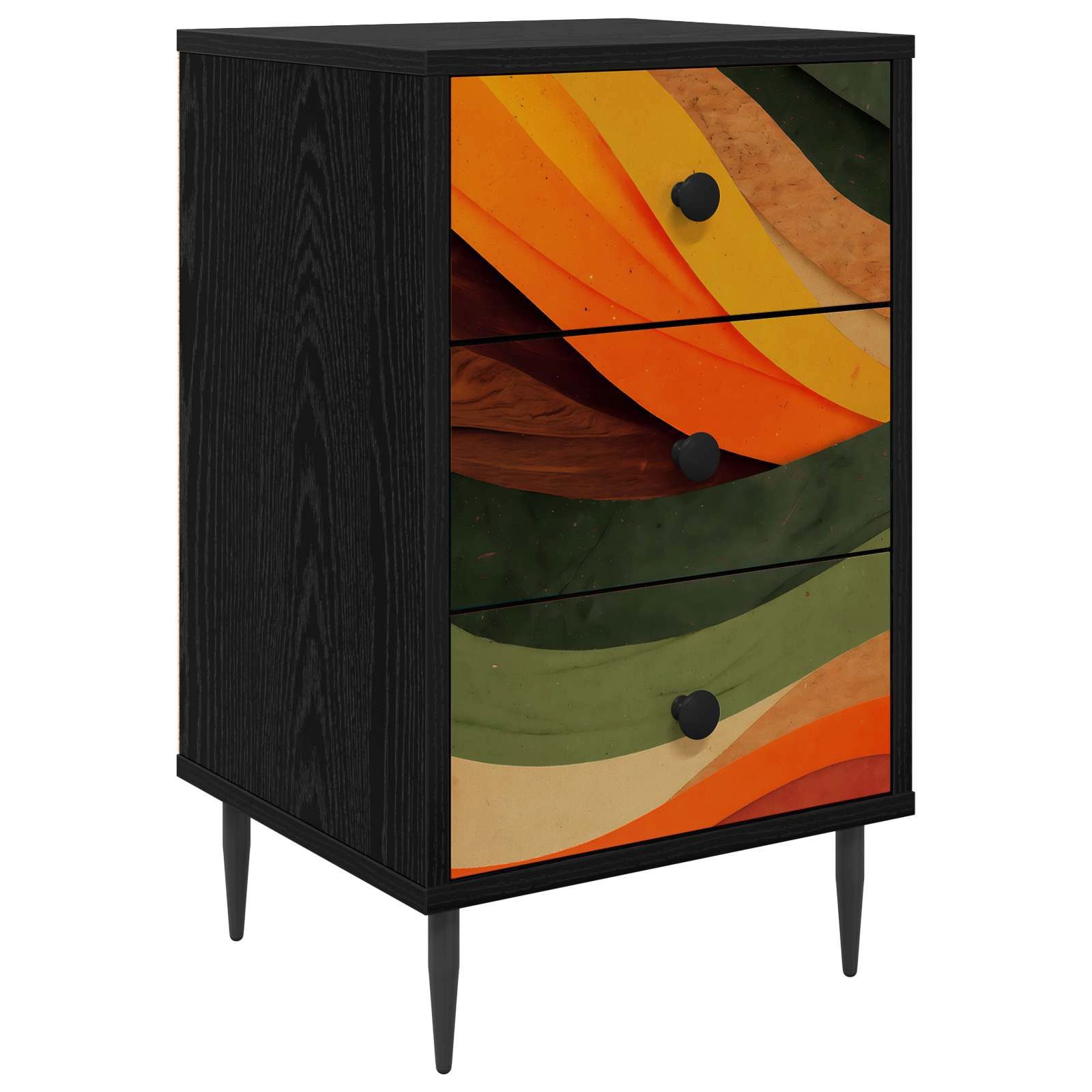 vidaXL Nachttisch Nachttisch BONN Schwarz Eichen-Optik 36 x 33 x 61 cm (1-St)