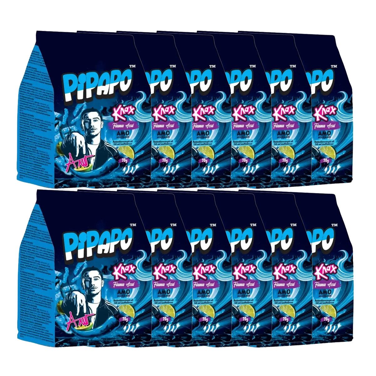 PIPAPO Knabberei, Pipapo Knax Mais Chips Chili Flama Azul Maiserzeugnis 70g 12er Pack