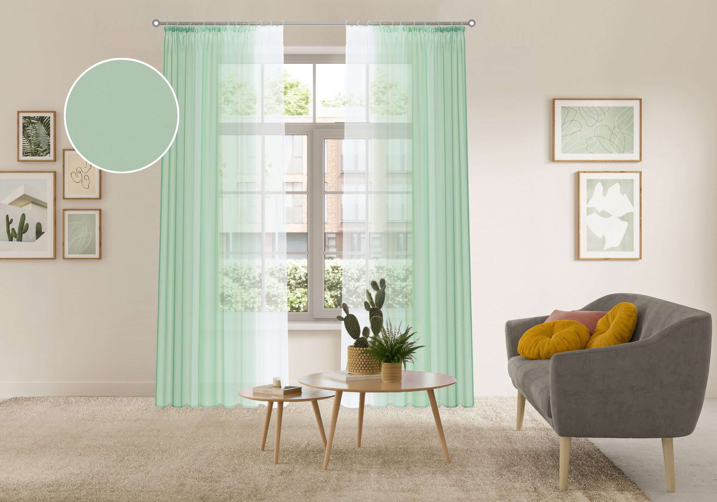 OTTO home Gardine Nivva (2 St), Kräuselband, transparent, Transparent, Kräuselband, Pflegeleicht, 2er Set
