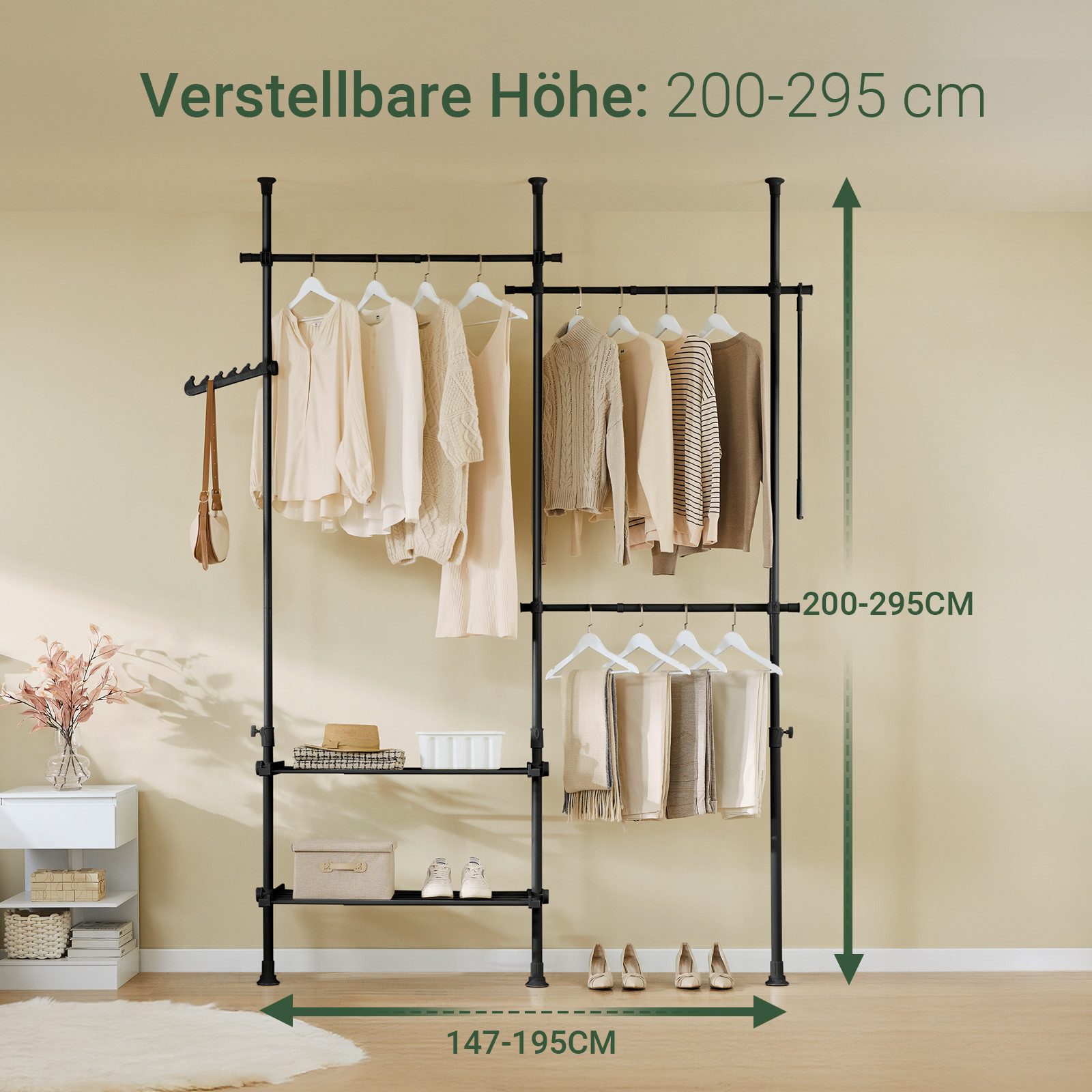 SoBuy Kleiderständer FRG34, Garderobenständer mit 3 Kleiderstangen und 3 Kö günstig online kaufen
