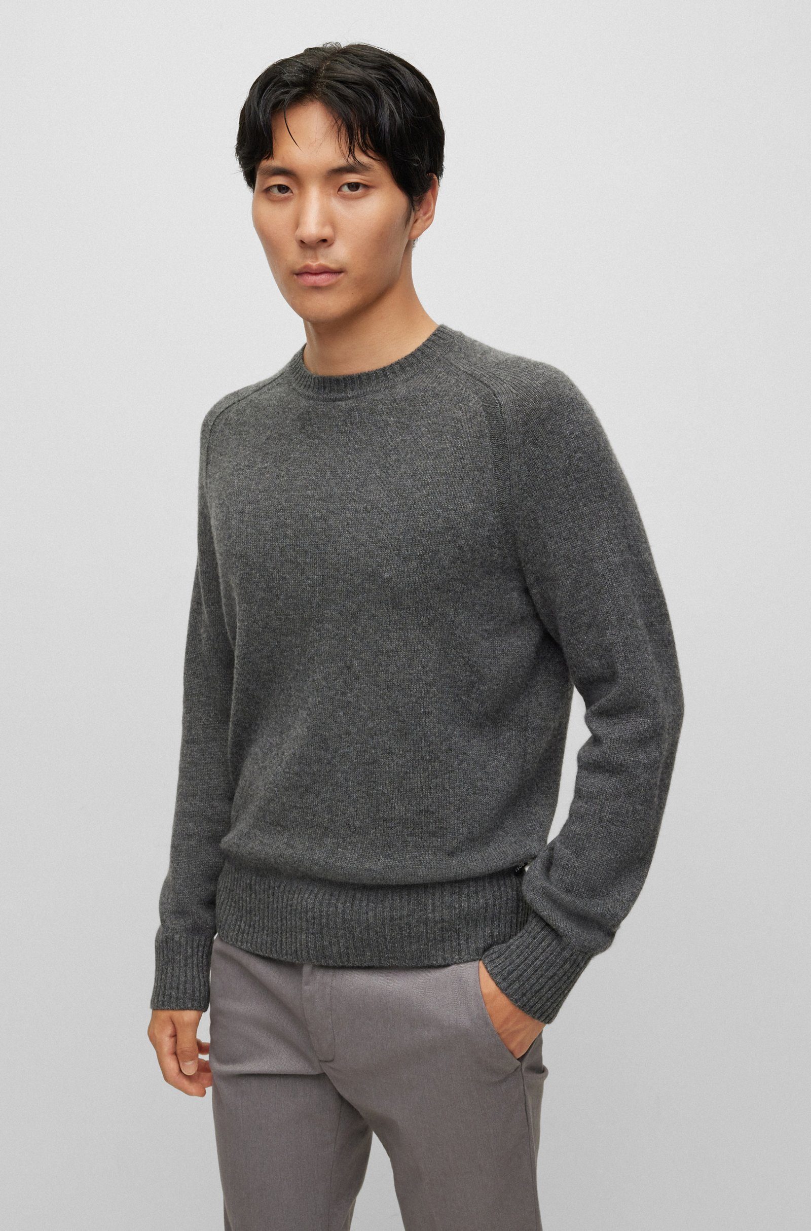 Grau Strickpullover Maglio (030) (1-tlg) BOSS