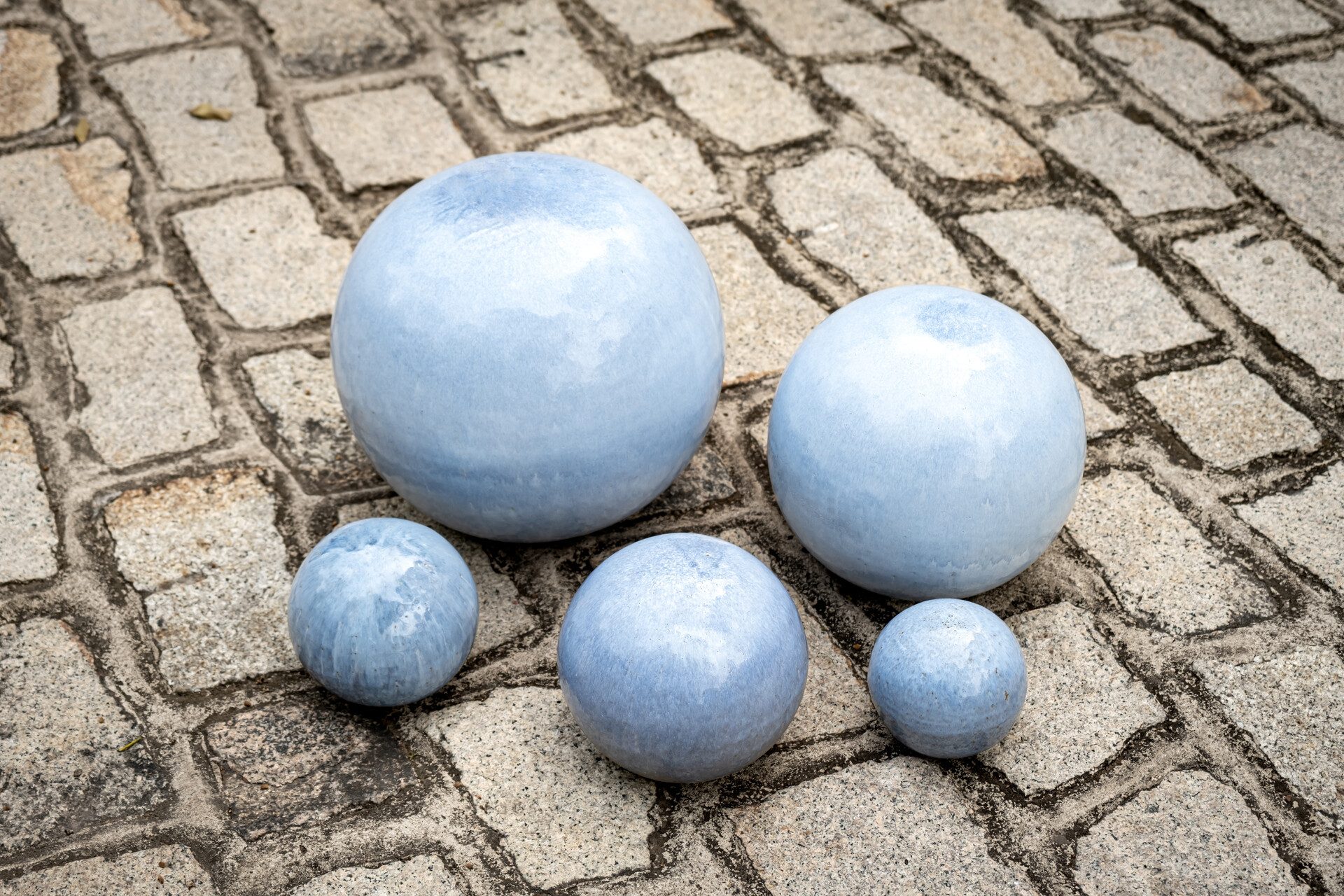 Teramico Dekokugel Gartenkugeln Keramik 3er Set Azur blau, 100% Frostfest