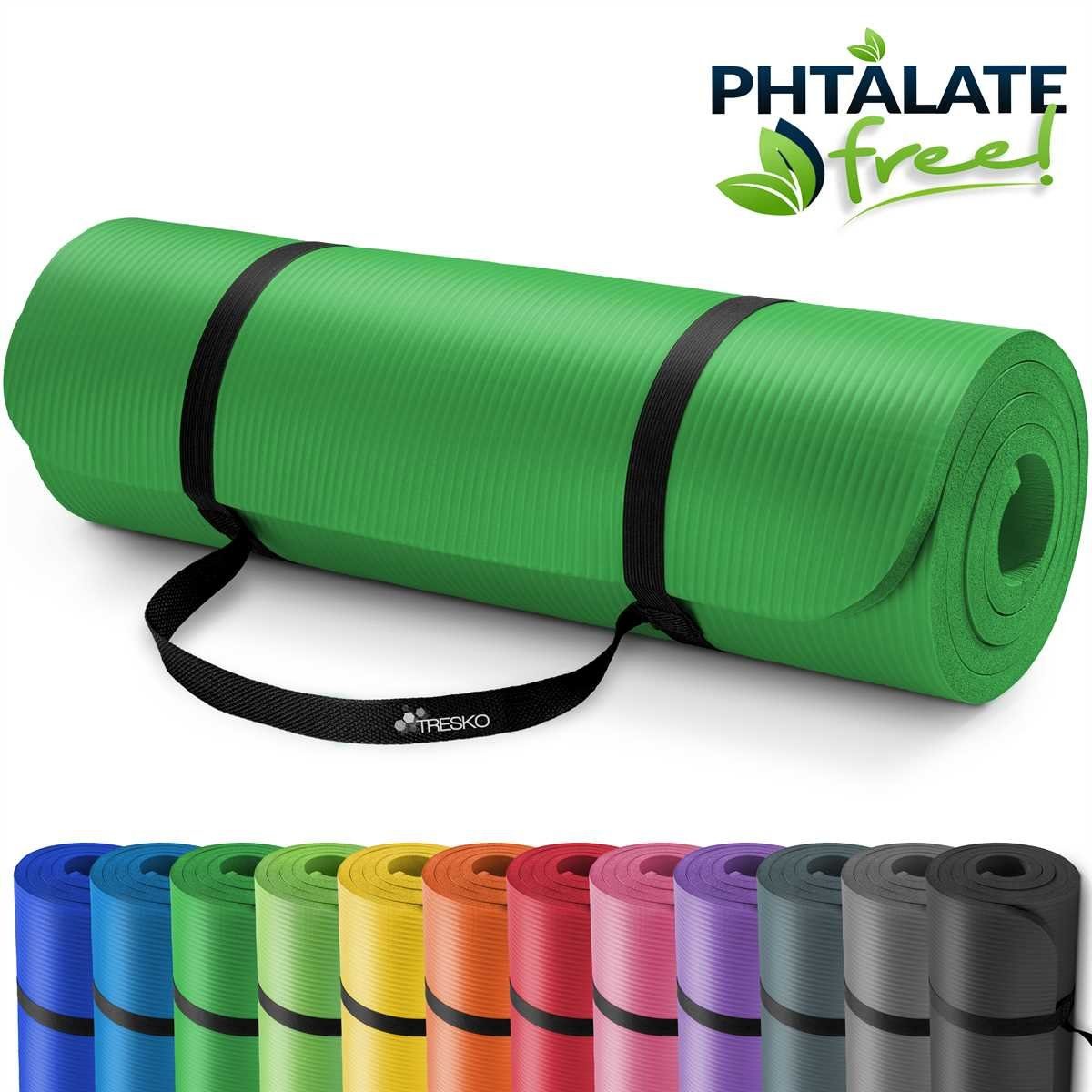 TRESKO Gymnastikmatte rutschfest mit Tragegurt Sportmatte gepolstert, Yogamatte Gymnastikmatte Dick Fitnessmatte