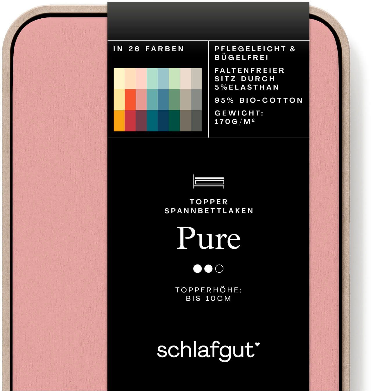 Schlafgut Spannbettlaken PURE TOPPER Bio-Baumwolle mit Elasthan 170 g/m² für Topper bis 10 cm, Jersey-Elasthan, Gummizug: rundum, (1 Stück), PREMIUM Laken für M – Bild 2 von 5