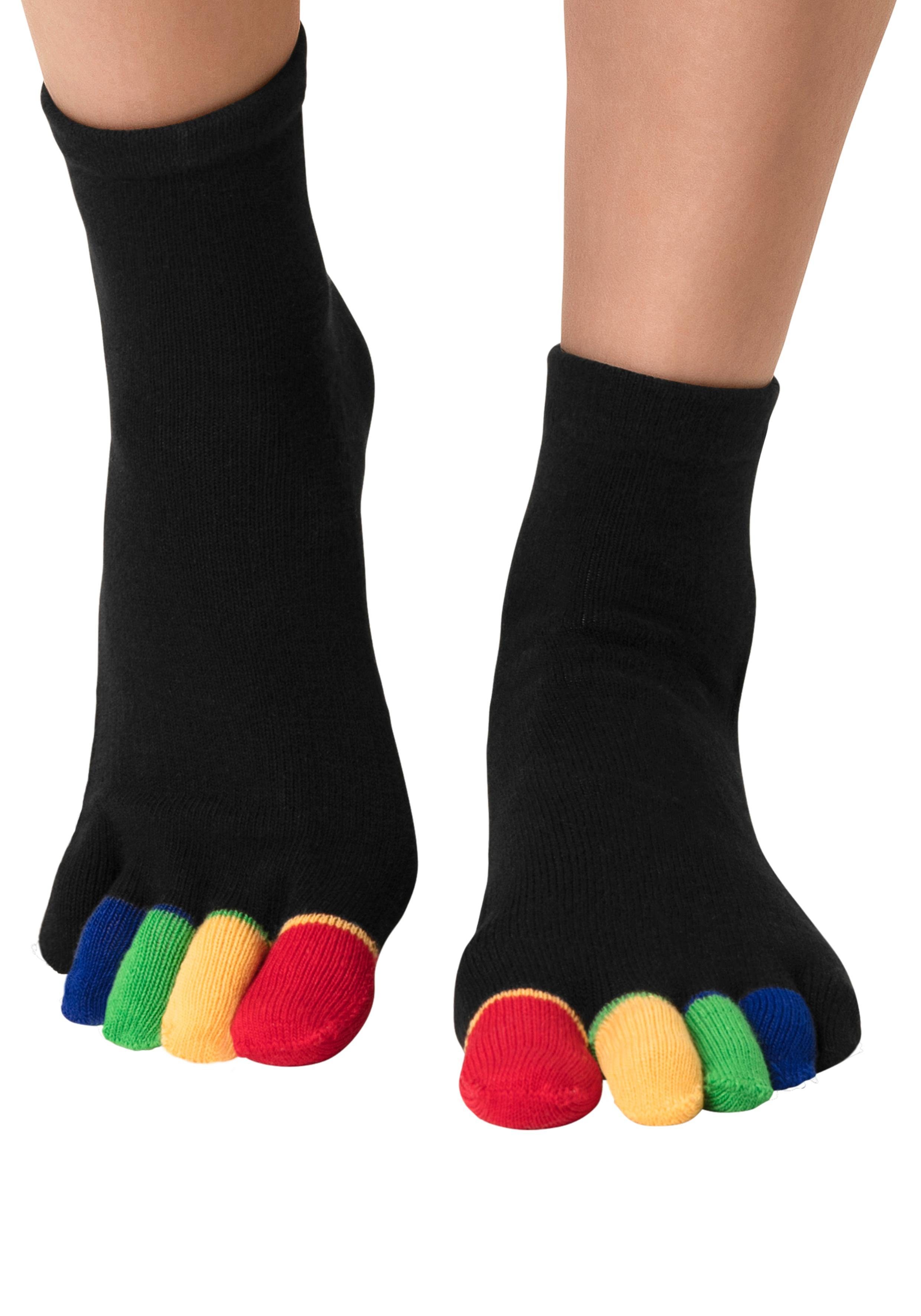 H.I.S Zehensocken Fünf Finger Socken, Zehenspalt Design, Geeignet für den Alltag (Packung, 1-Paar) im Streifenmuster weich und atmungsaktive Baumwolle