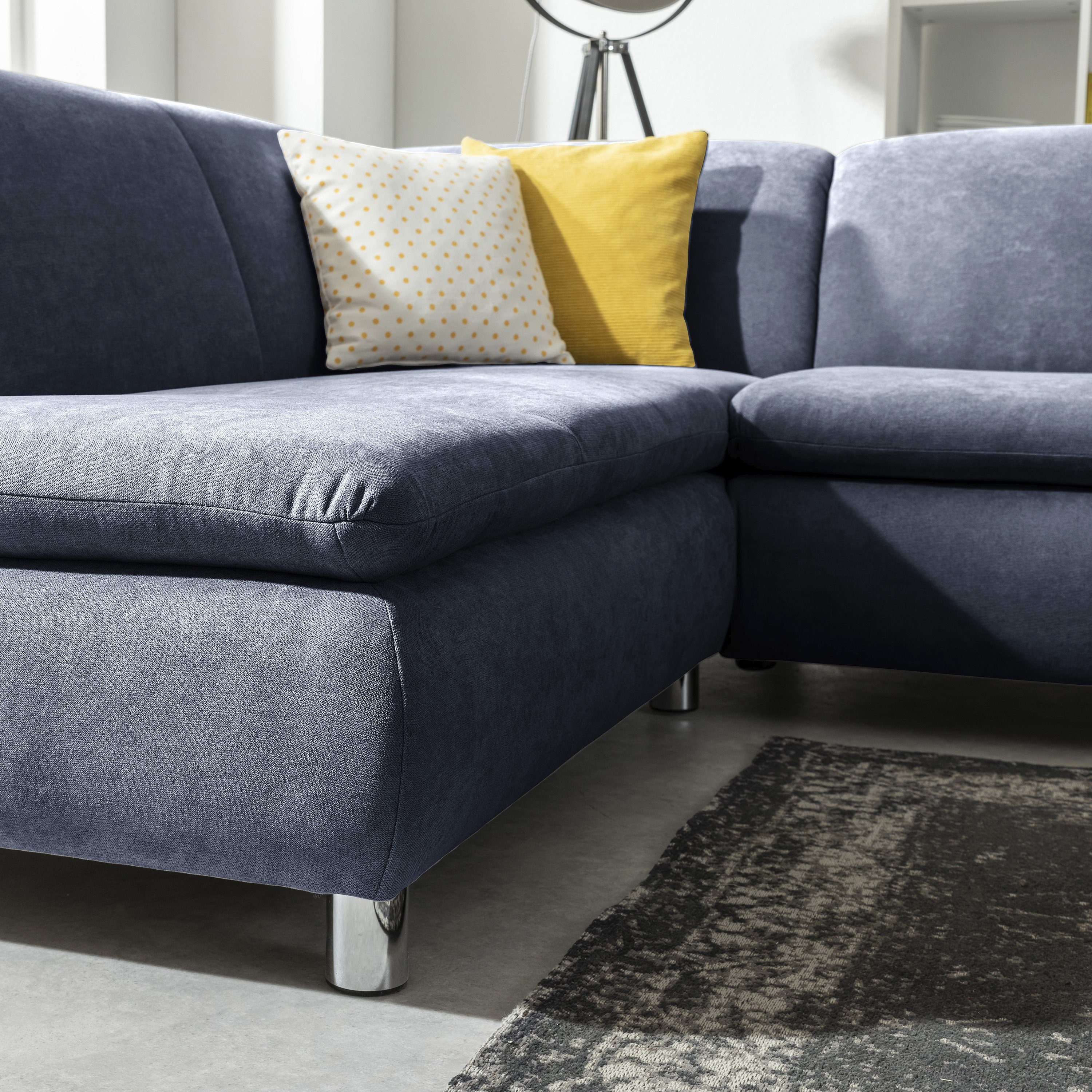 Max Winzer® Ecksofa Flachgewebe rechts mit 1 Stück, Germany in links 2,5-Sitzer Ecksofa blau, Terrence Sofa Made