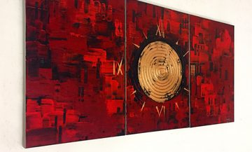 WandbilderXXL Gemälde A Clockwork Red 120 x 80 cm, Abstraktes Gemälde, handgemaltes Unikat