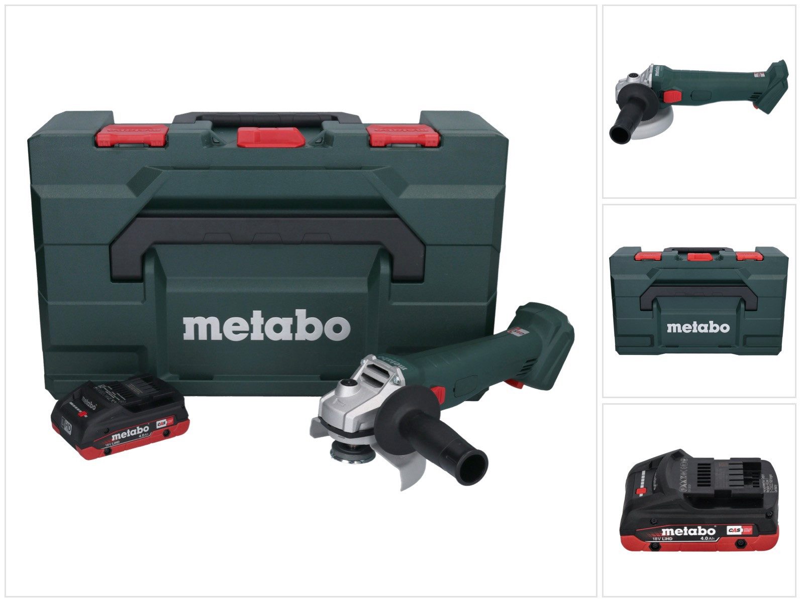 metabo Akku-Winkelschleifer W 18 L 9-125 Akku Winkelschleifer 18 V 125 mm + 1x Akku 4,0 Ah + meta