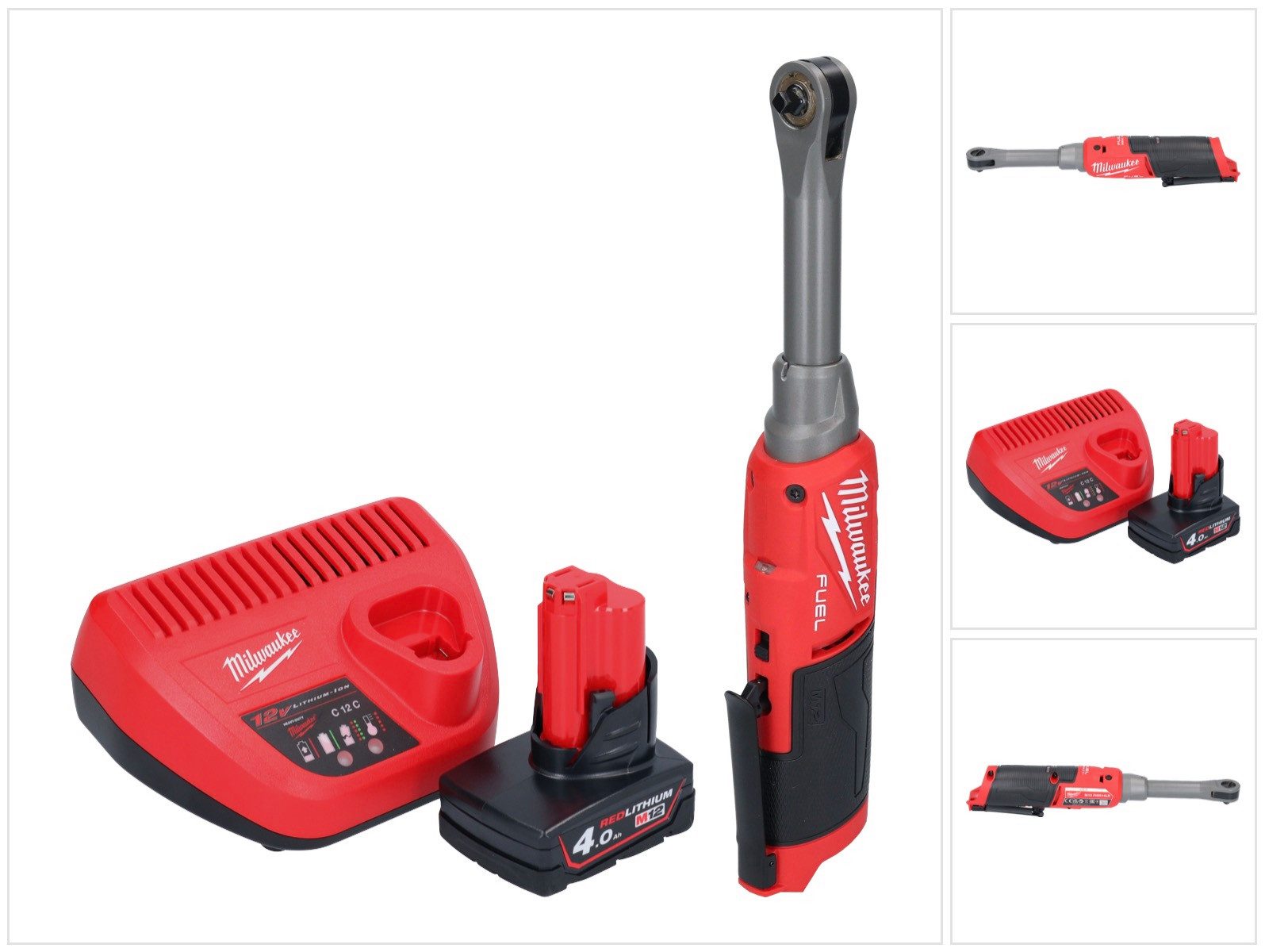 Milwaukee Umschaltknarre M12 FHIR14LR-401 Akku Ratsche 12 V 47 Nm 1/4" + 1x Akku 4,0 Ah + Lader