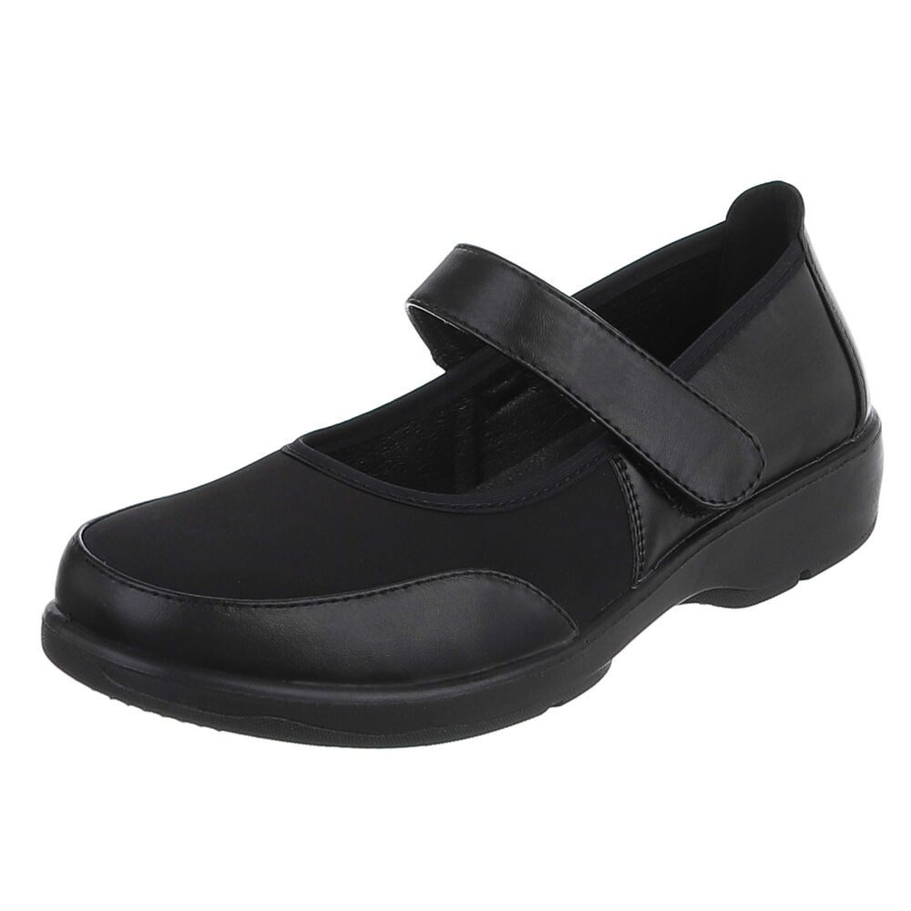 Ital-Design Damen Halbschuh mit Klettverschluss für Alltag Mary-Jane-Schuhe (91783506) Riemchenpumps mit Blockabsabsatz in Schwarz