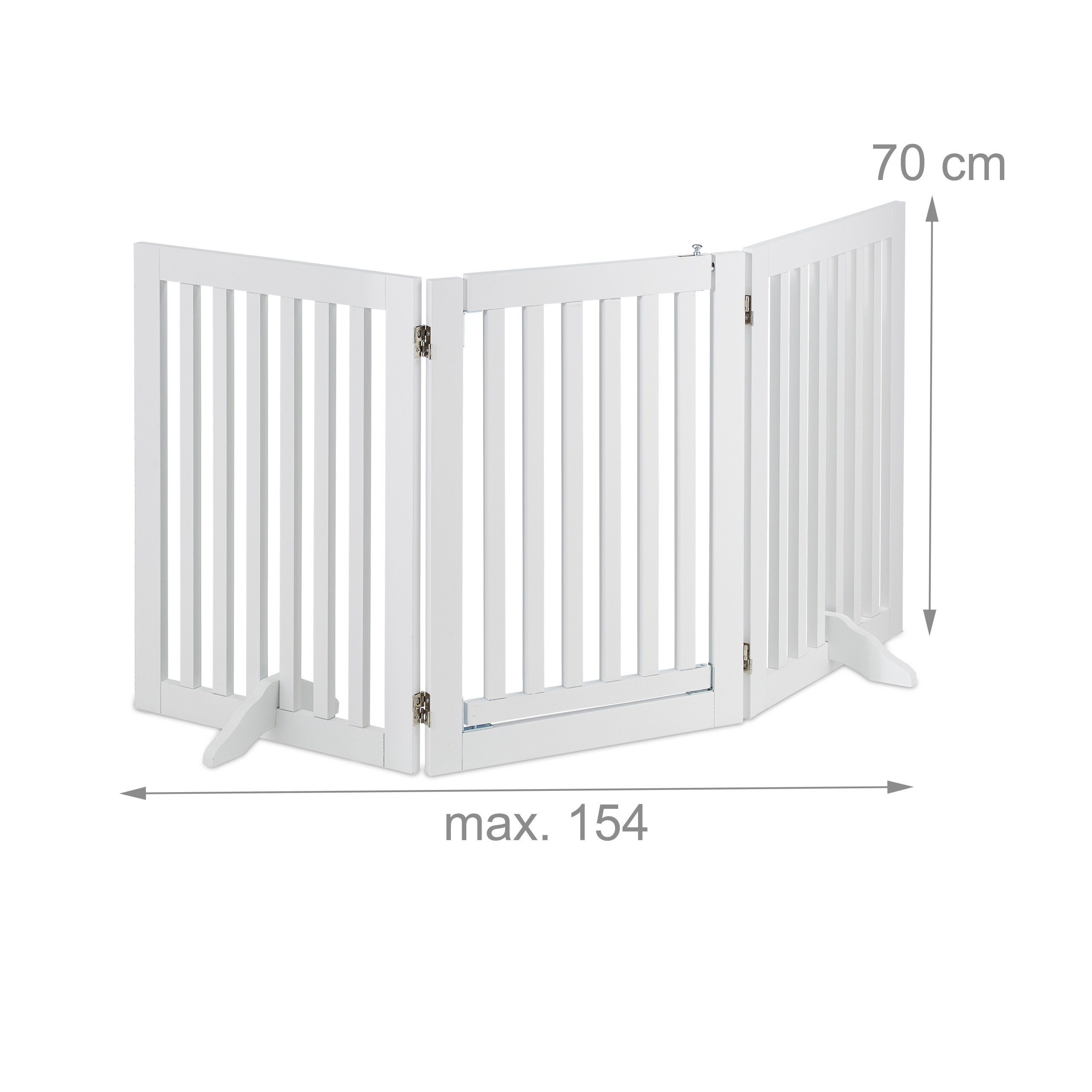 relaxdays Universalschutzgitter Weißes Absperrgitter mit Tür 70 cm hoch (3 St) – Bild 4 von 5