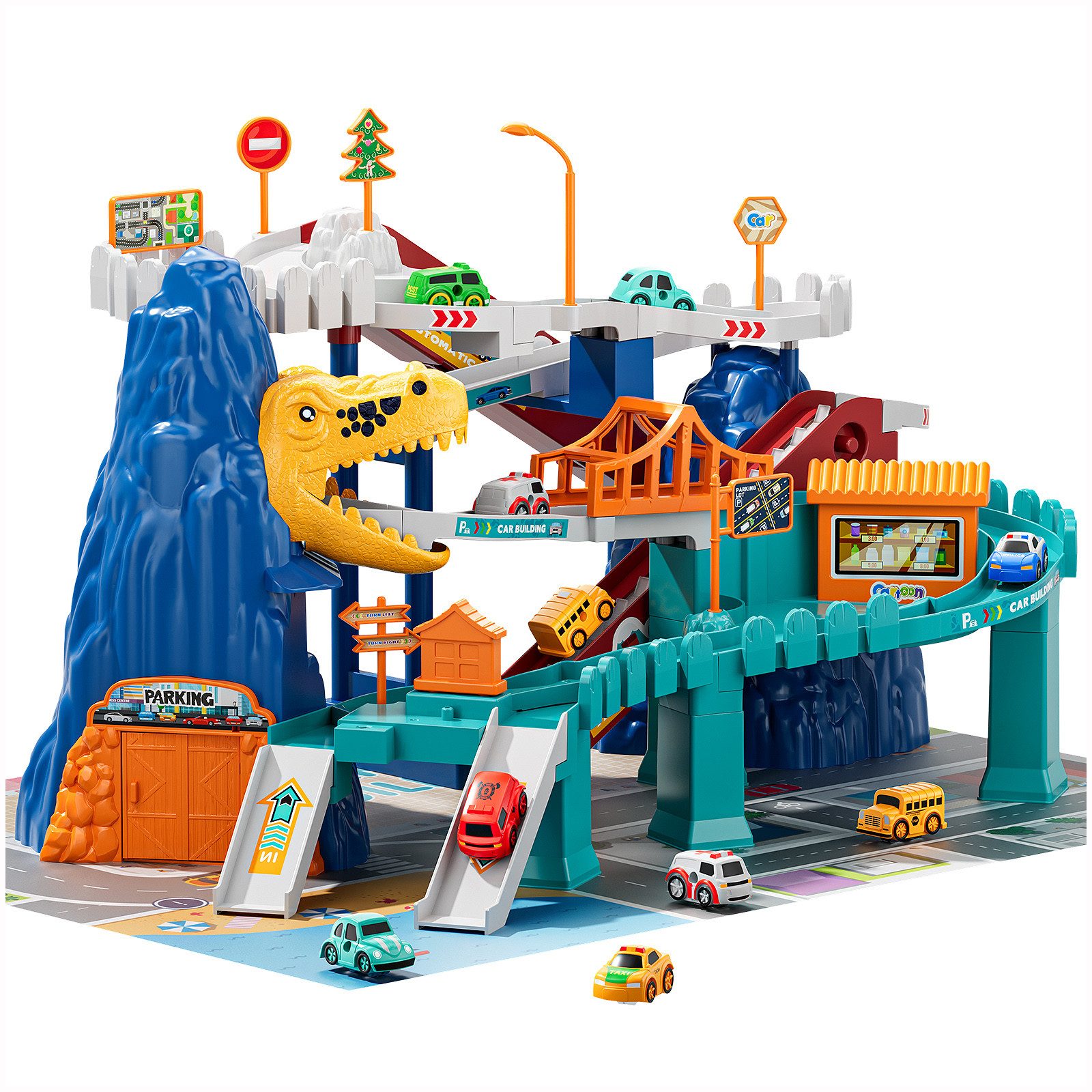 TEMI Spielzeug-Auto Kinder Auto Garage Parken Abenteuer Spielzeug mit 10 Mi günstig online kaufen