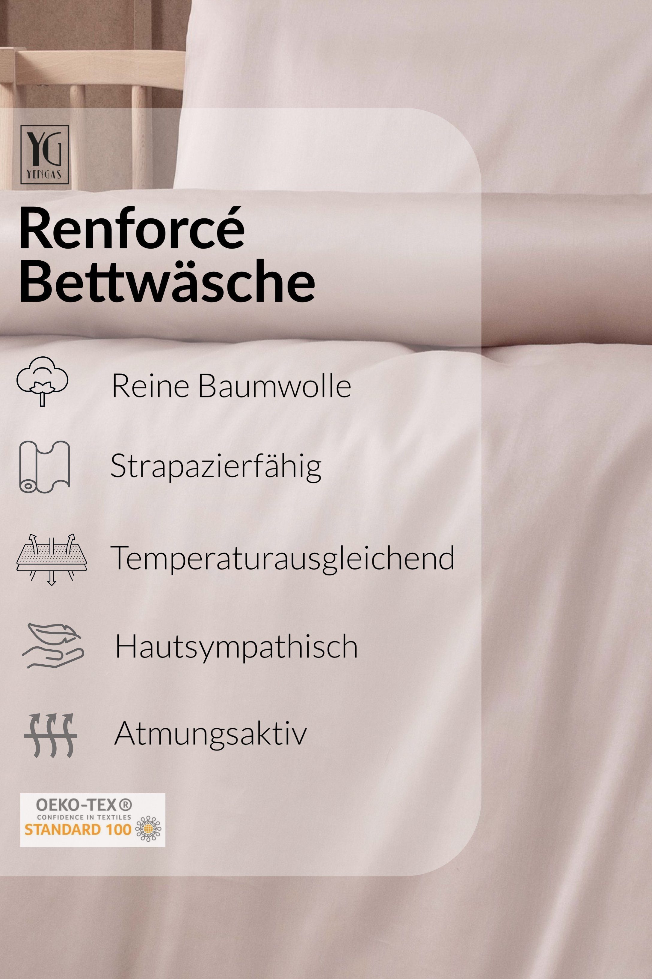 YENGAS Kinderbettwäsche mit Reißverschluss, einfarbig, 100% günstig online kaufen