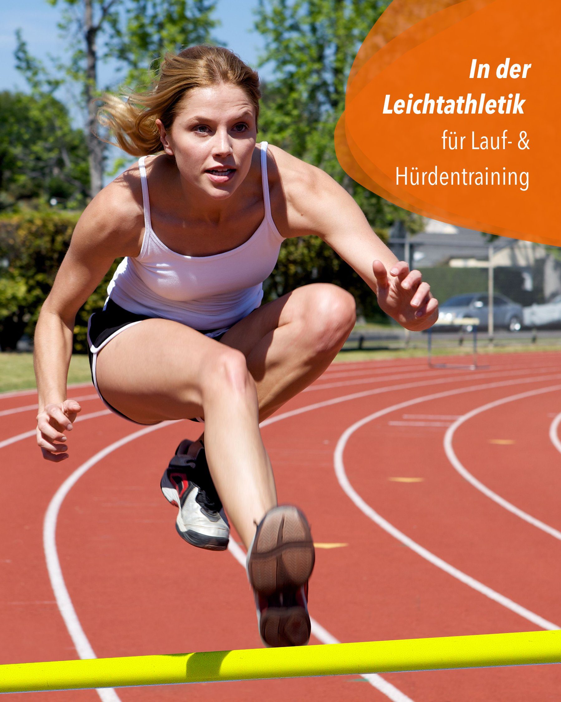 SPORTIKEL24 Hürde X-Fuß Hürdenset mit Stange 100 cm Farbe Gelb, Leichte Montage