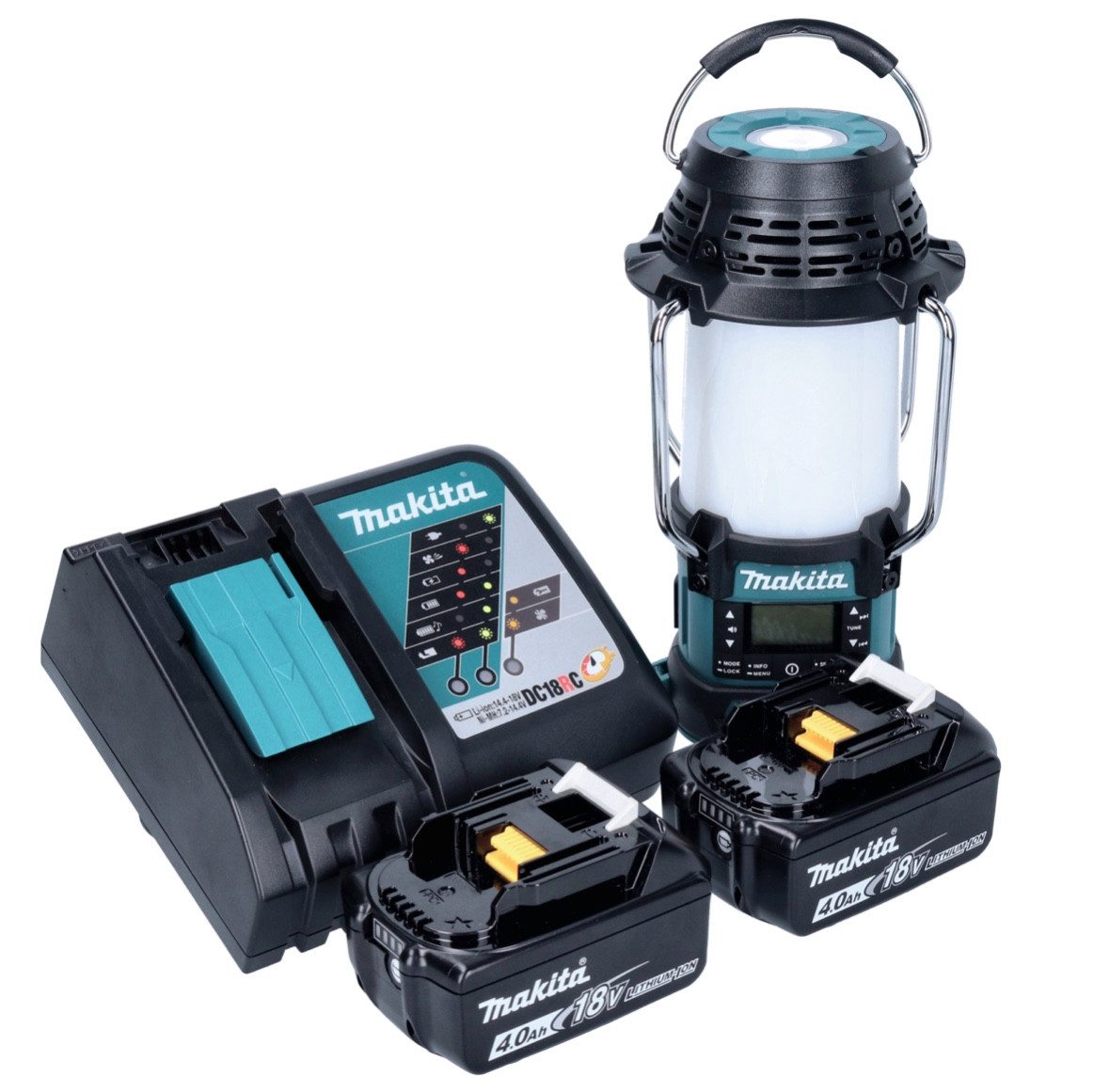 Makita DMR 056 RM Akku Radio 18 V FM DAB+ mit Laterne 360° Taschenlampe IP65 Baustellenradio