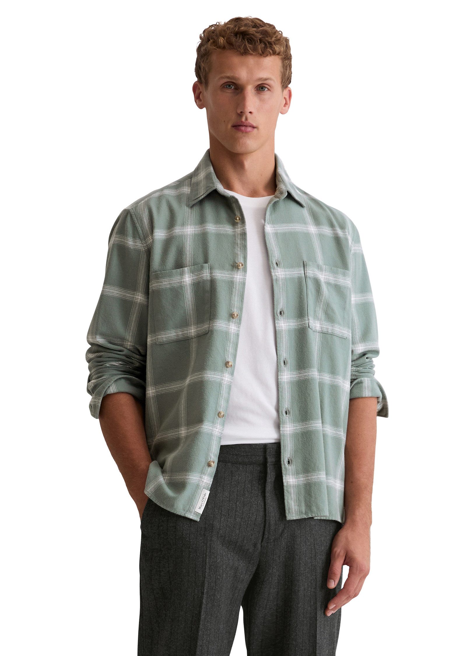 Marc O'Polo Langarmhemd aus weichem Bio-Baumwoll-Twill