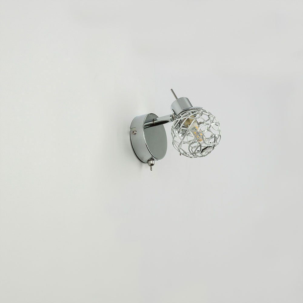 Kristalle Wand Lampe LED Chrom Spot fest Metallic Wandleuchte, verbaut, LED-Leuchtmittel etc-shop Aluminium LED Silber Neutralweiß, Leuchte