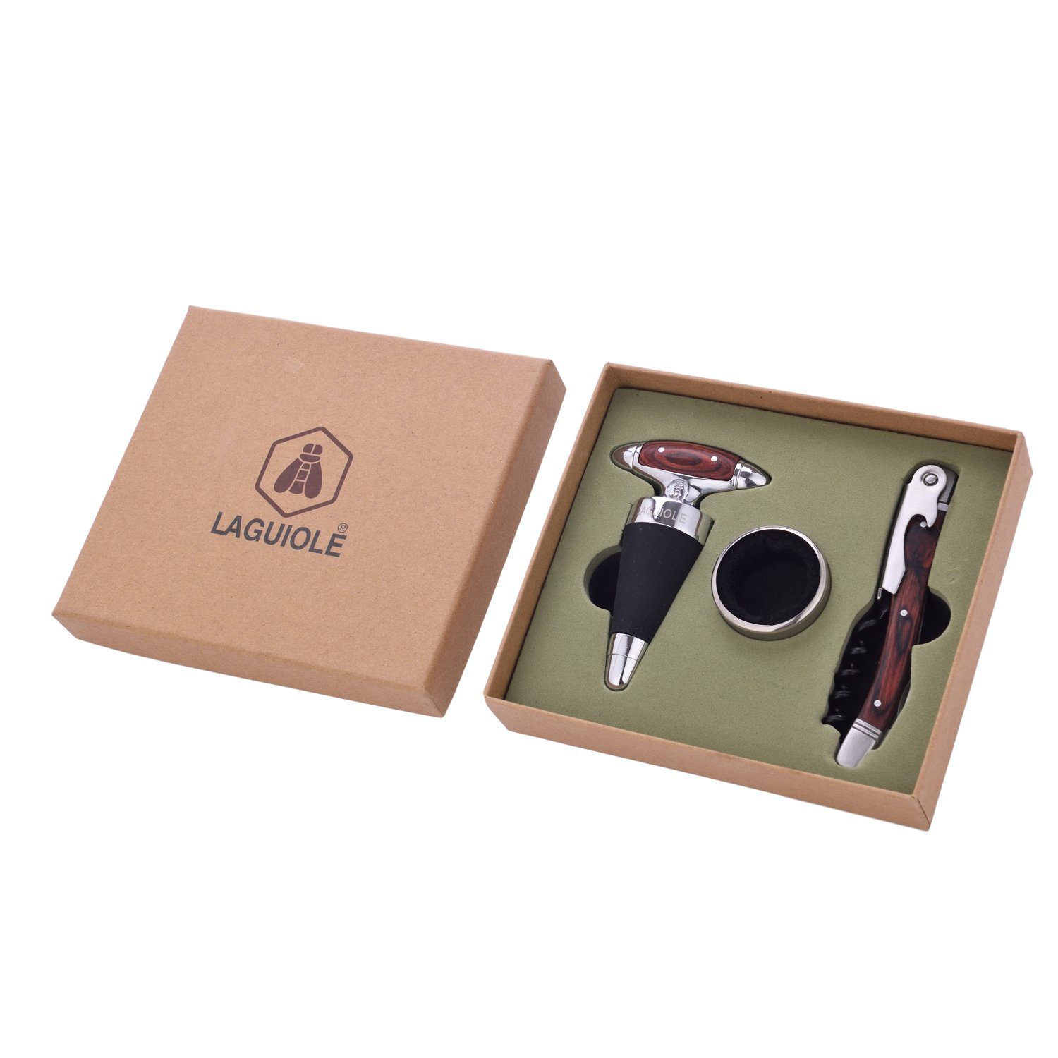 Weinflaschenöffner Laguiole - Sommelier Box - Set mit 3 Zubehörteilen