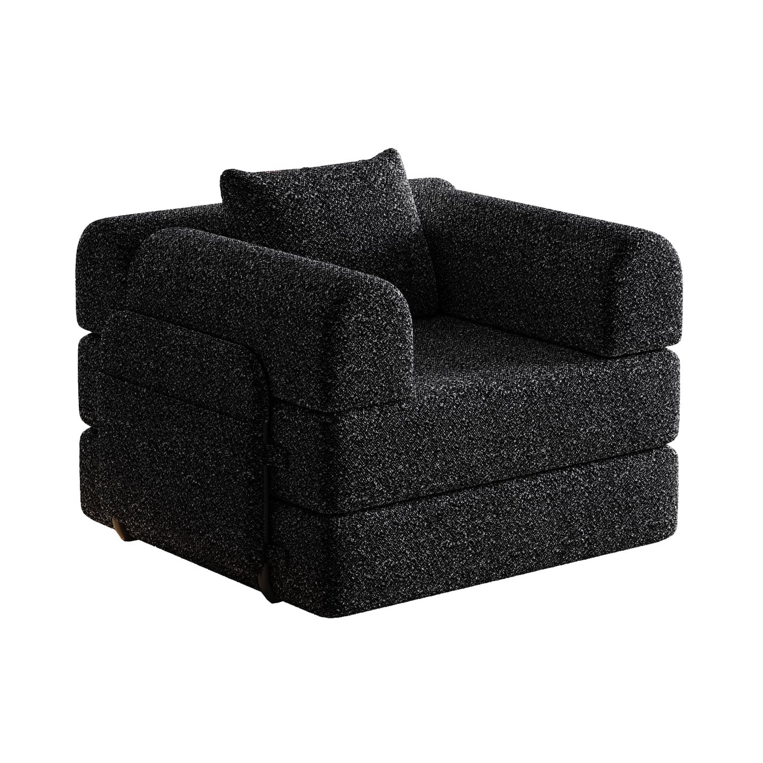 autolock Schlafsofa Chenille-Schlafsofa,2-in-1 Klappsofa mit Staufach in der Armlehne, drei Metallrahmen und mehreren Konfigurationsmöglichkeiten