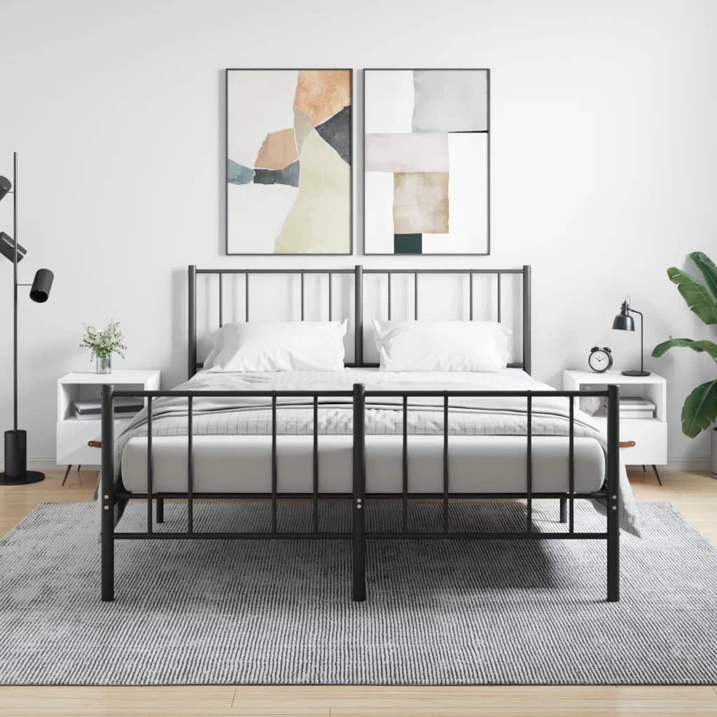 Nachttisch Weiß 40 x 35 x 47,5 cm aus Holzwerkstoff mit Metallfüßen
