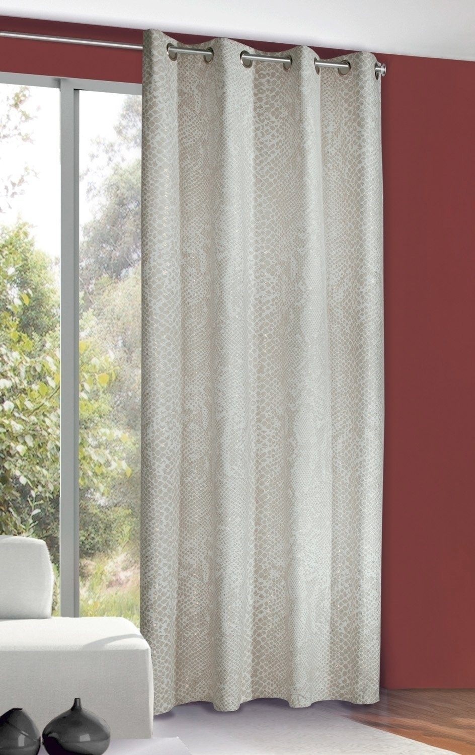 Vorhang Ösenvorhang IRINA, Weiß, 245 cm, B halbtransparent 135 cm, Ösen, L Albani