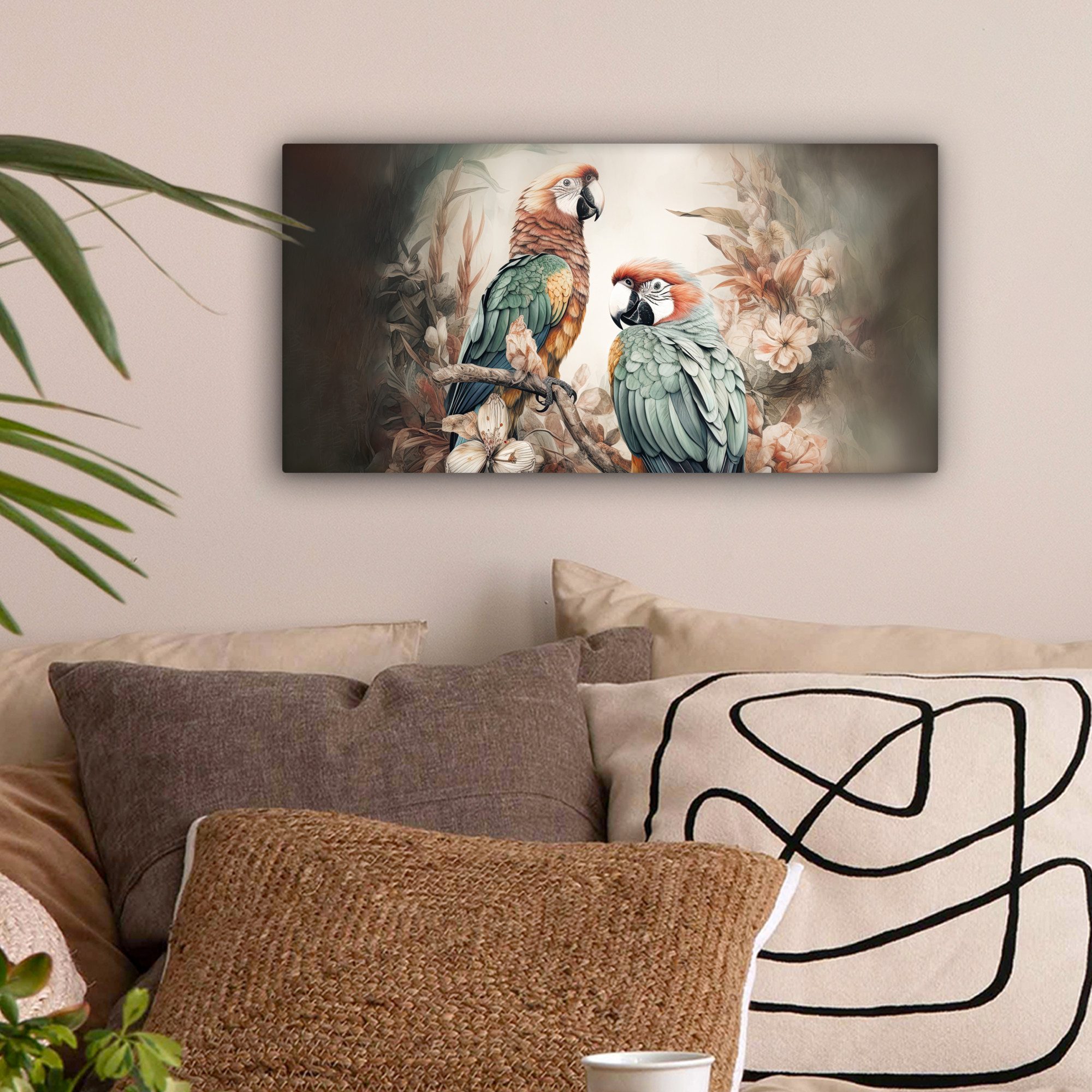 OneMillionCanvasses® Leinwandbild Panorama Papageien - Vögel günstig online kaufen