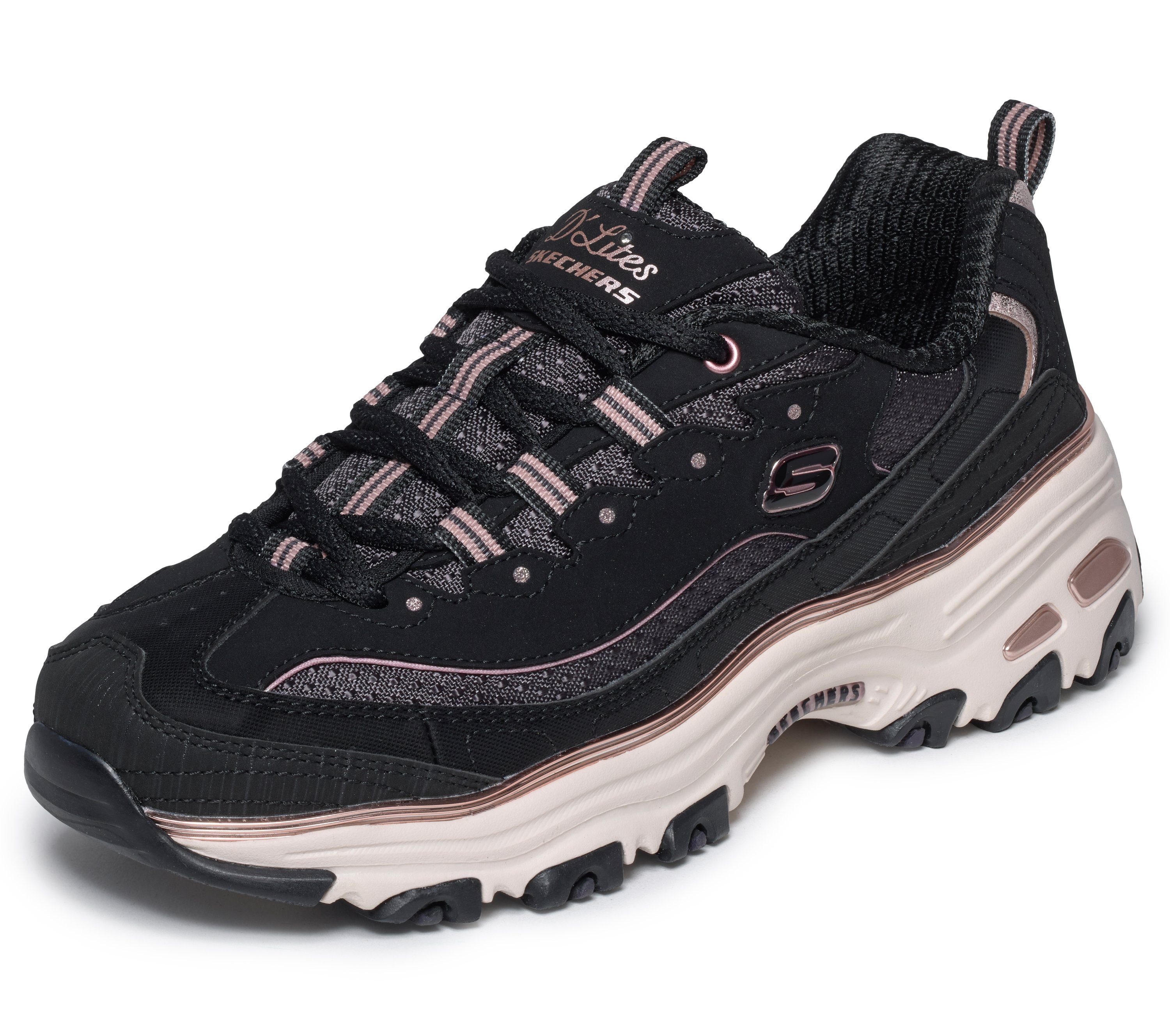 Skechers D'LITES- Sneaker Schnürschuh, Freizeitsneaker mit Glitzerdetails