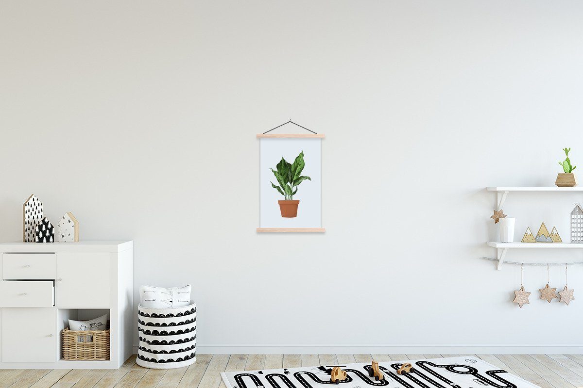 MuchoWow Poster Pflanzen - St), Pastell, für (1 Posterleiste, Magnetisch Wohnzimmer, Pflanzgefäß Textilposter - Bilderleiste