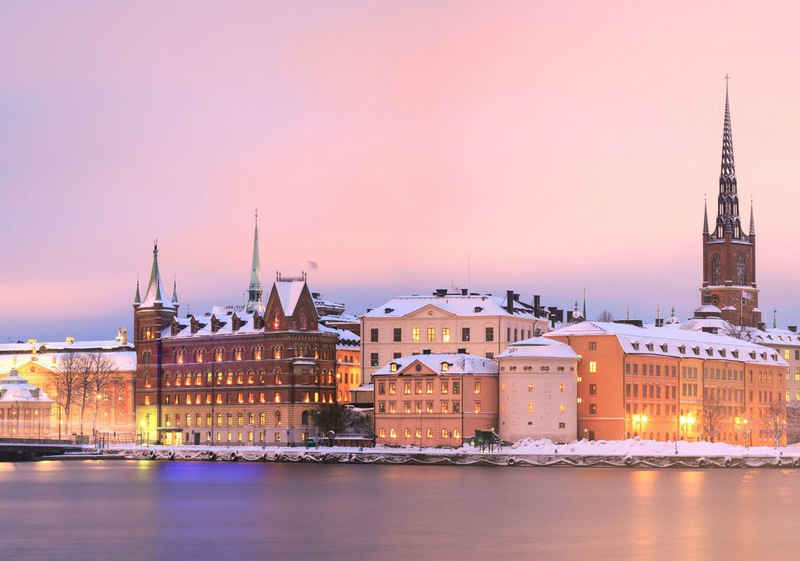 wandmotiv24 Fototapete Stockholm Panorama, glatt, Wandtapete, Motivtapete, matt, Vliestapete