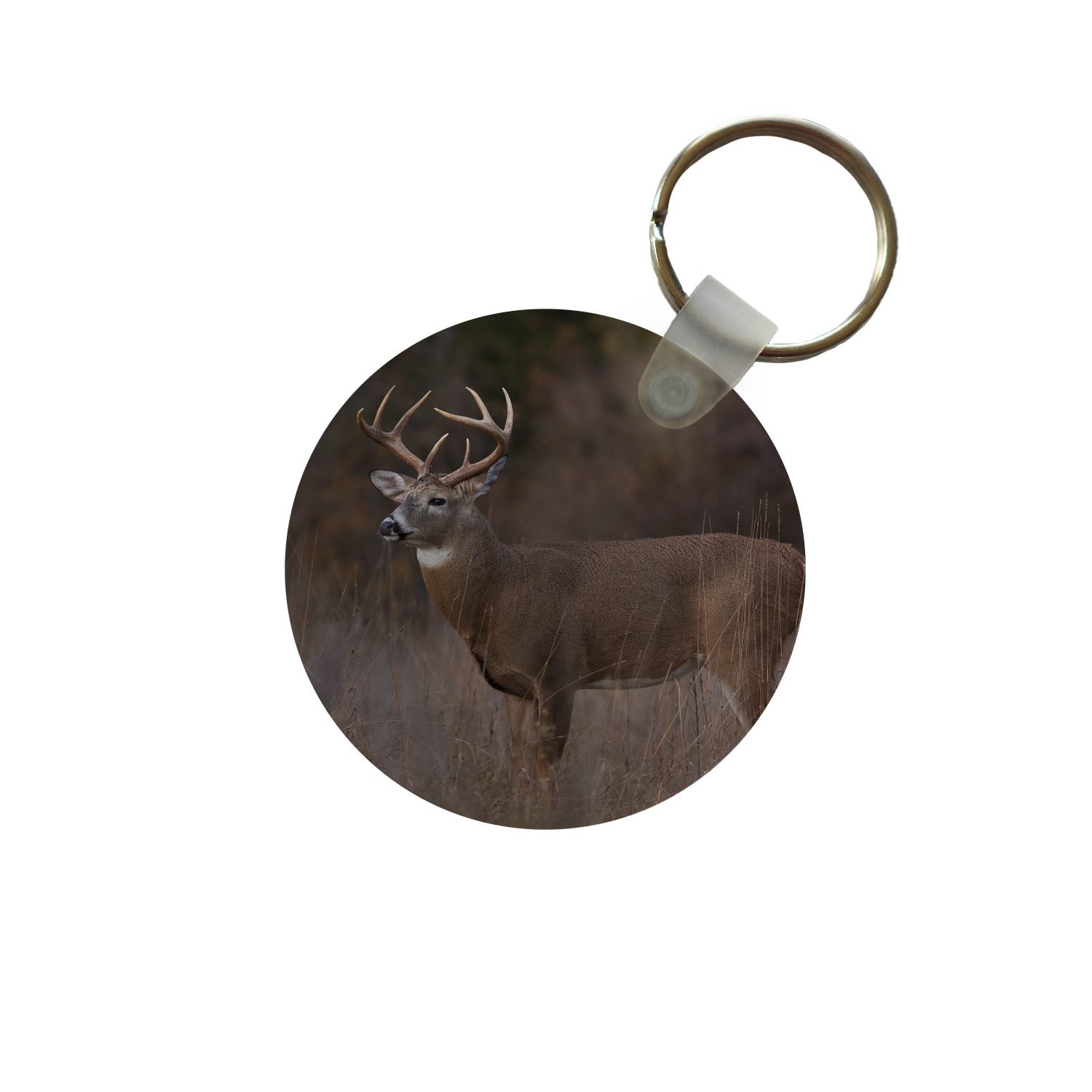 MuchoWow Schlüsselanhänger Herbst - Hirsche - Gras - Natur - Tiere, Rund, Geschenk für Damen / Herren / Kinder mit Schlüsselring, 5x5 cm