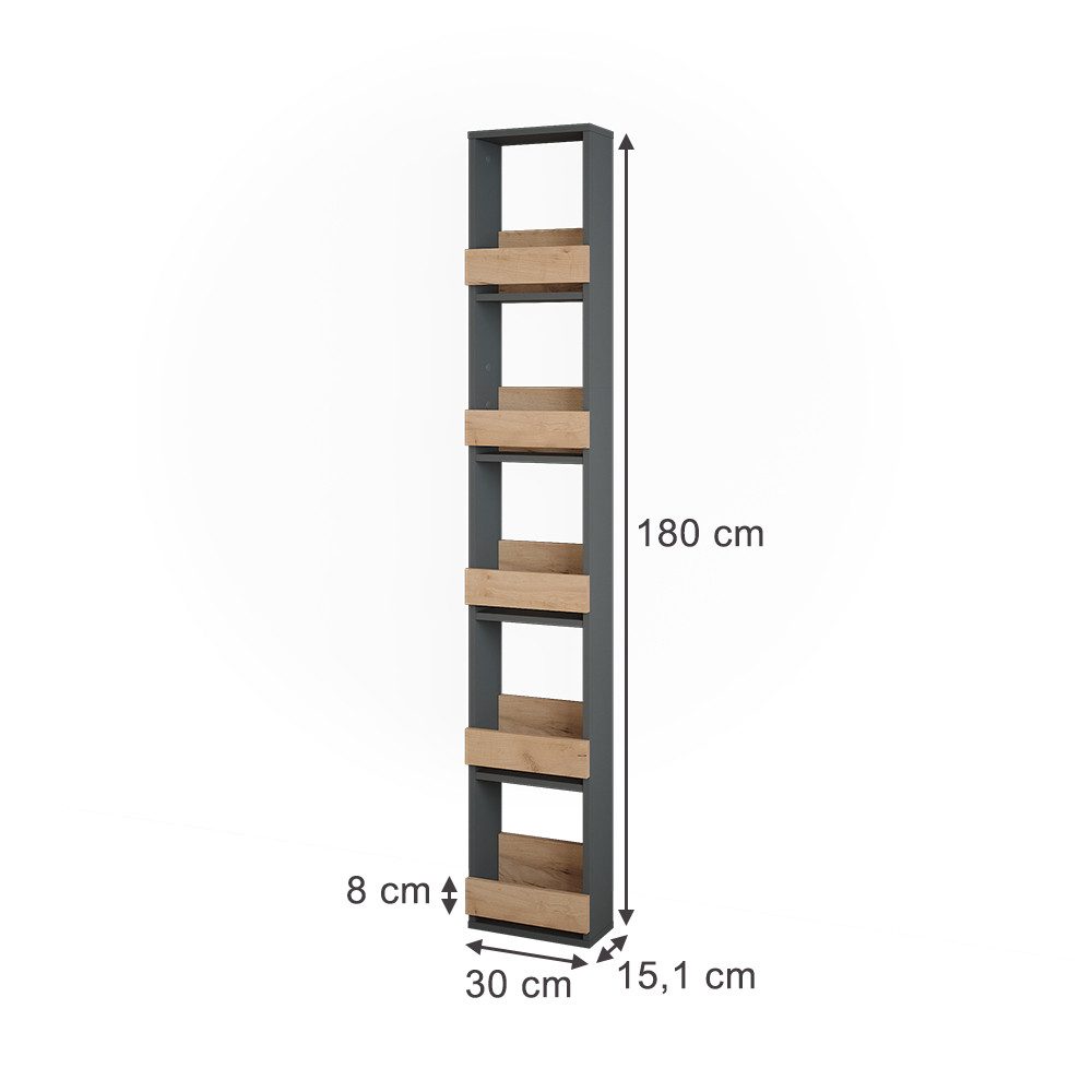 Vicco Weinregal Repose, Goldkraft Eiche/Anthrazit, 30 x 180 cm, 1-tlg.
