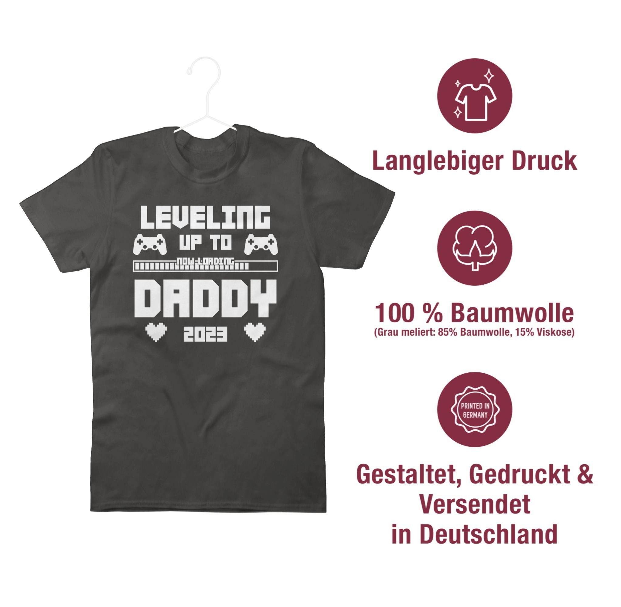 03 Daddy Up für Dunkelgrau T-Shirt 2023 Papa Geschenk loading Vatertag Shirtracer Level