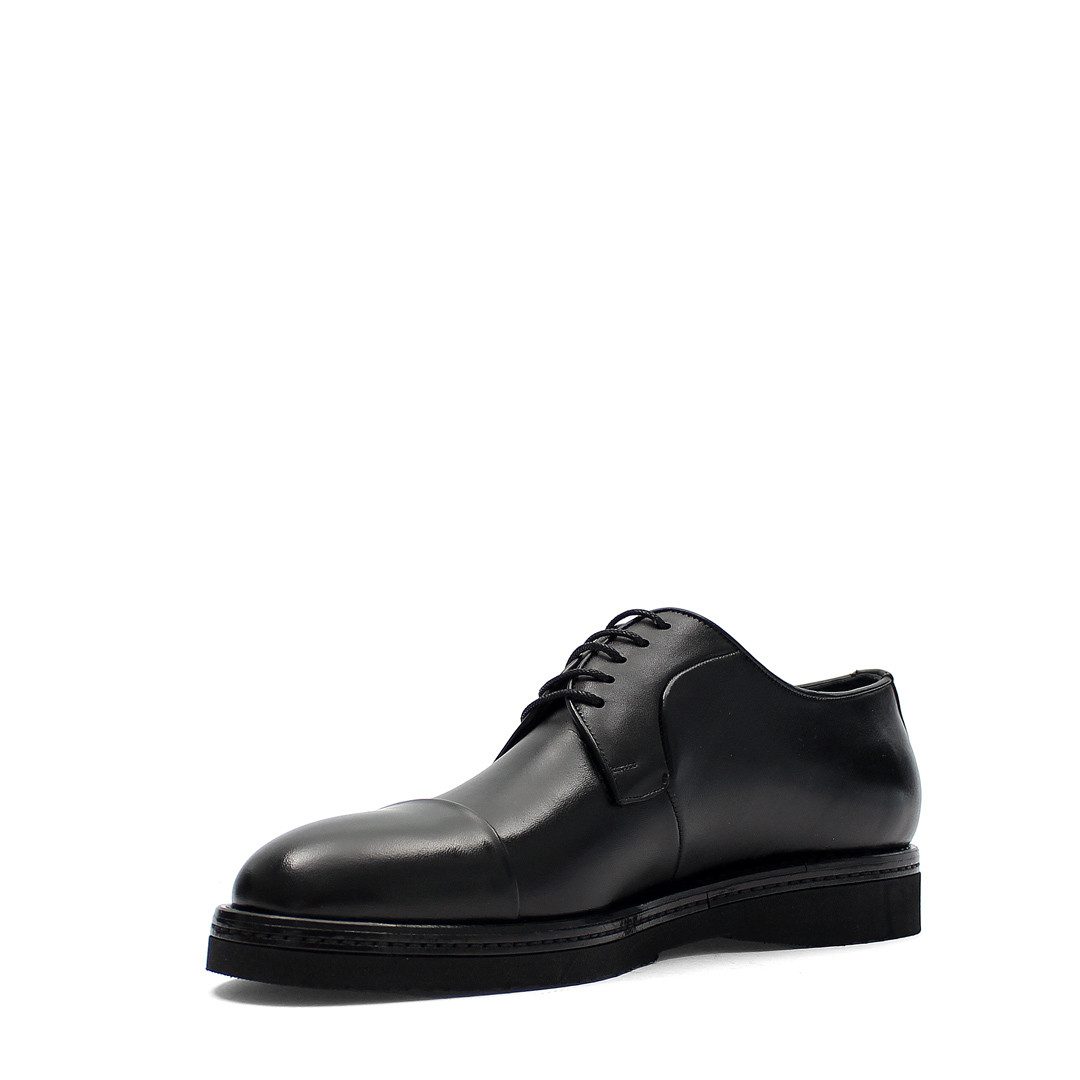Celal Gültekin Cap-Toe Plateau Profilsohle Schnürschuh Herren Schnürschuh Glattleder, Cap-Toe, Plateau-Profilsohle, Schwarz, 45