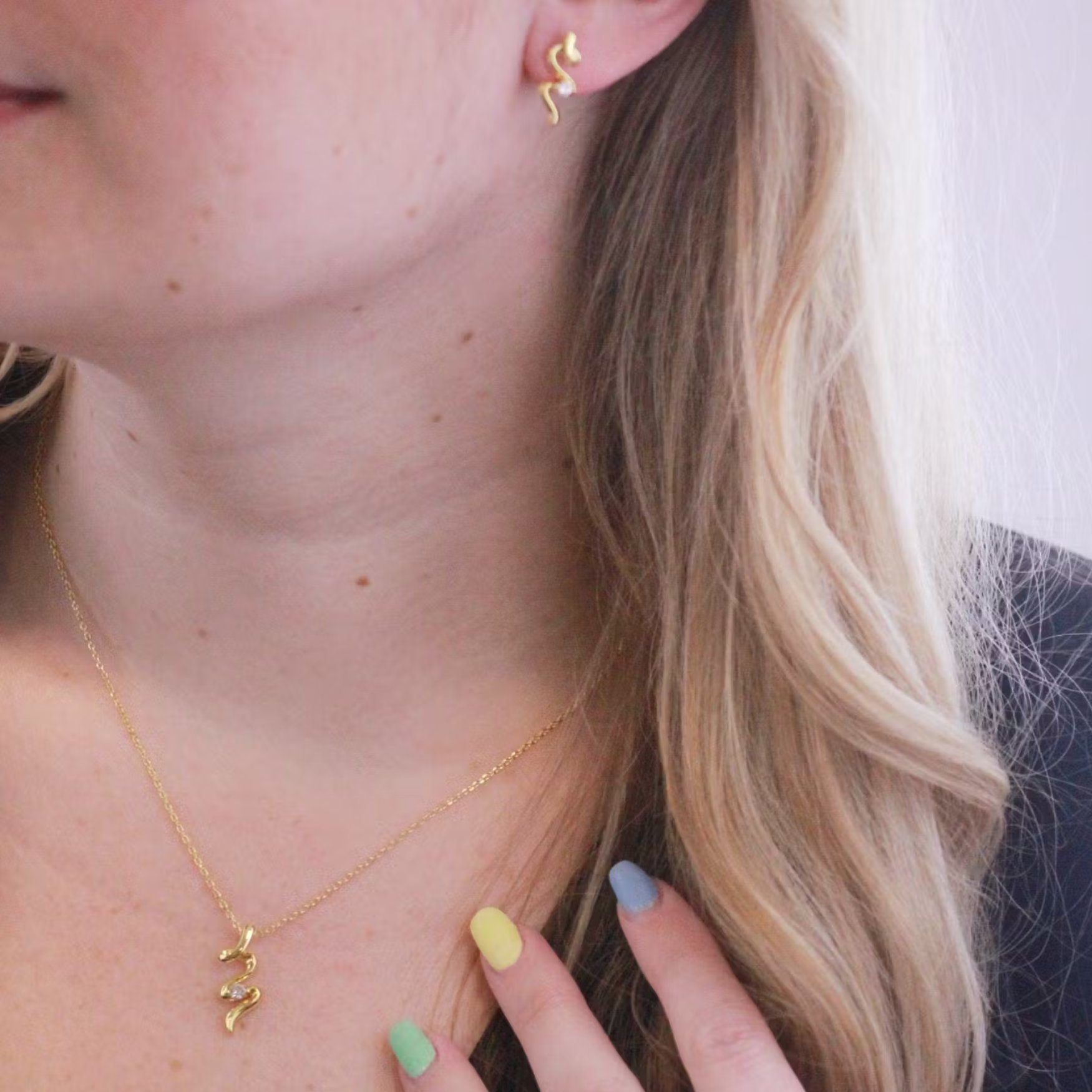 Ella Eisvogel Schmuckset Goldschmuck Set Spiral mit Kristall, 18 Karat verg günstig online kaufen