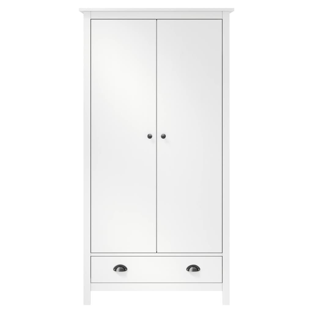 (1-St) Kleiderschrank Kiefernholz 89x50x170 cm mit Hill Weiß 2 vidaXL Kleiderschrank Türen