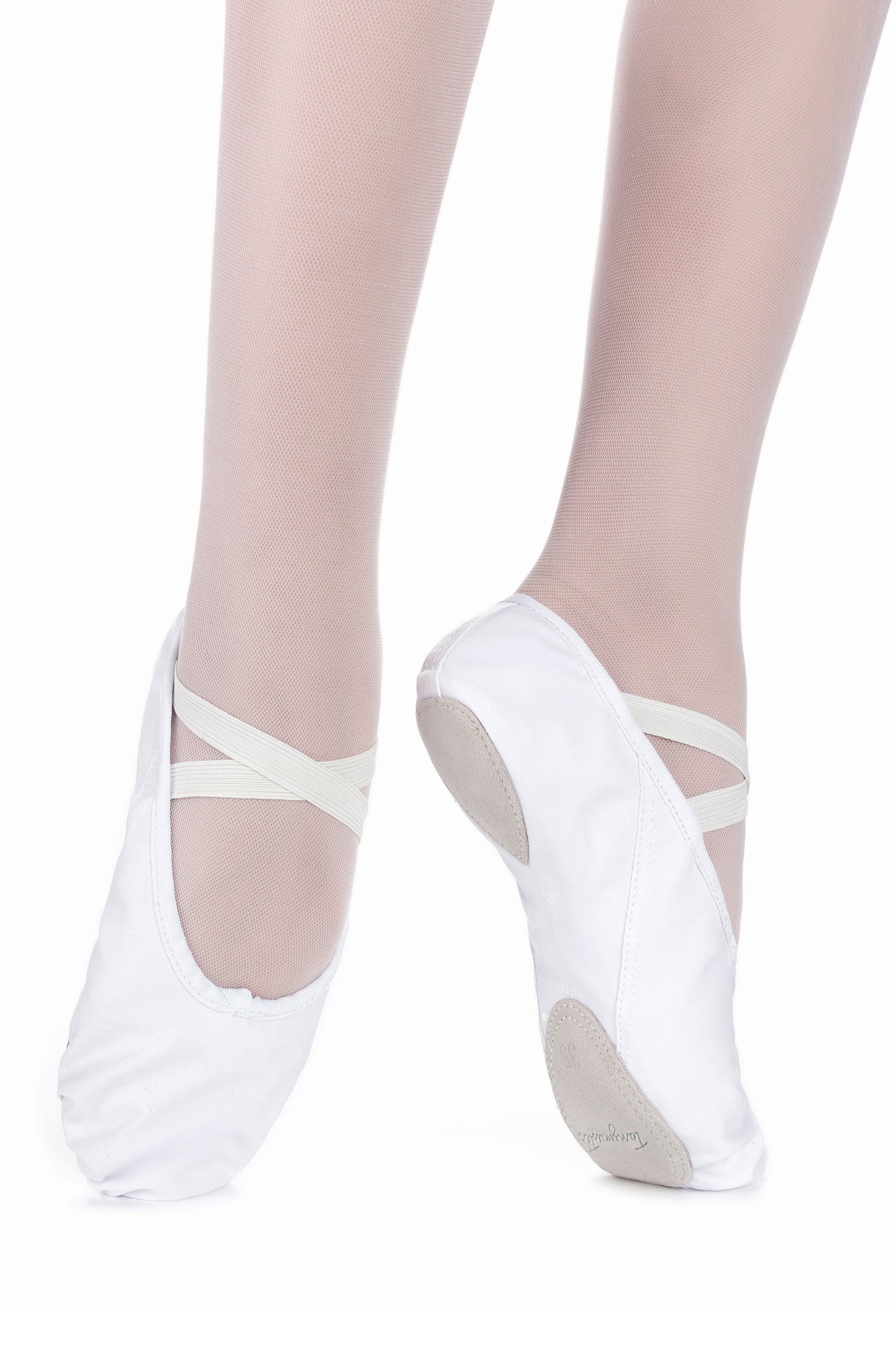 Mädchen tanzmuster für Charlie Ballettschläppchen Tanzschuh mit weiß Ballettschuhe Ledersohle geteilter