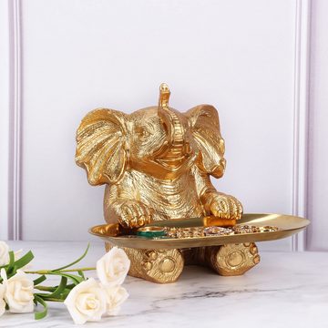 HYTIREBY Tierfigur Gold Elefanten Statue Trinket Dish (1 St), Home Decor Akzente Wohnzimmer Bücherregal TV Stand Büro.