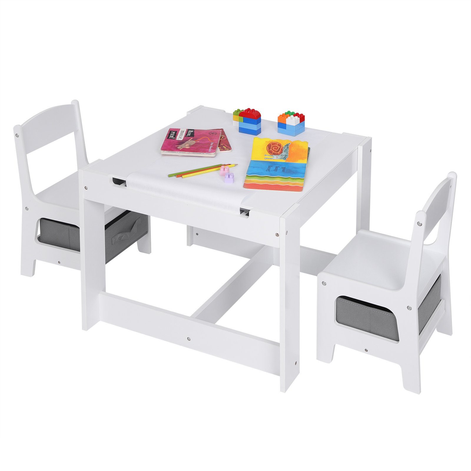 EUGAD Kindersitzgruppe, (3-tlg., mit Tafel und Papierrolle, Kinderzimmer,  Spielzimmer, Vorschüler), Kindertisch Set mit Stauraum, Malttisch  Tischplatte, Weiß online kaufen | OTTO