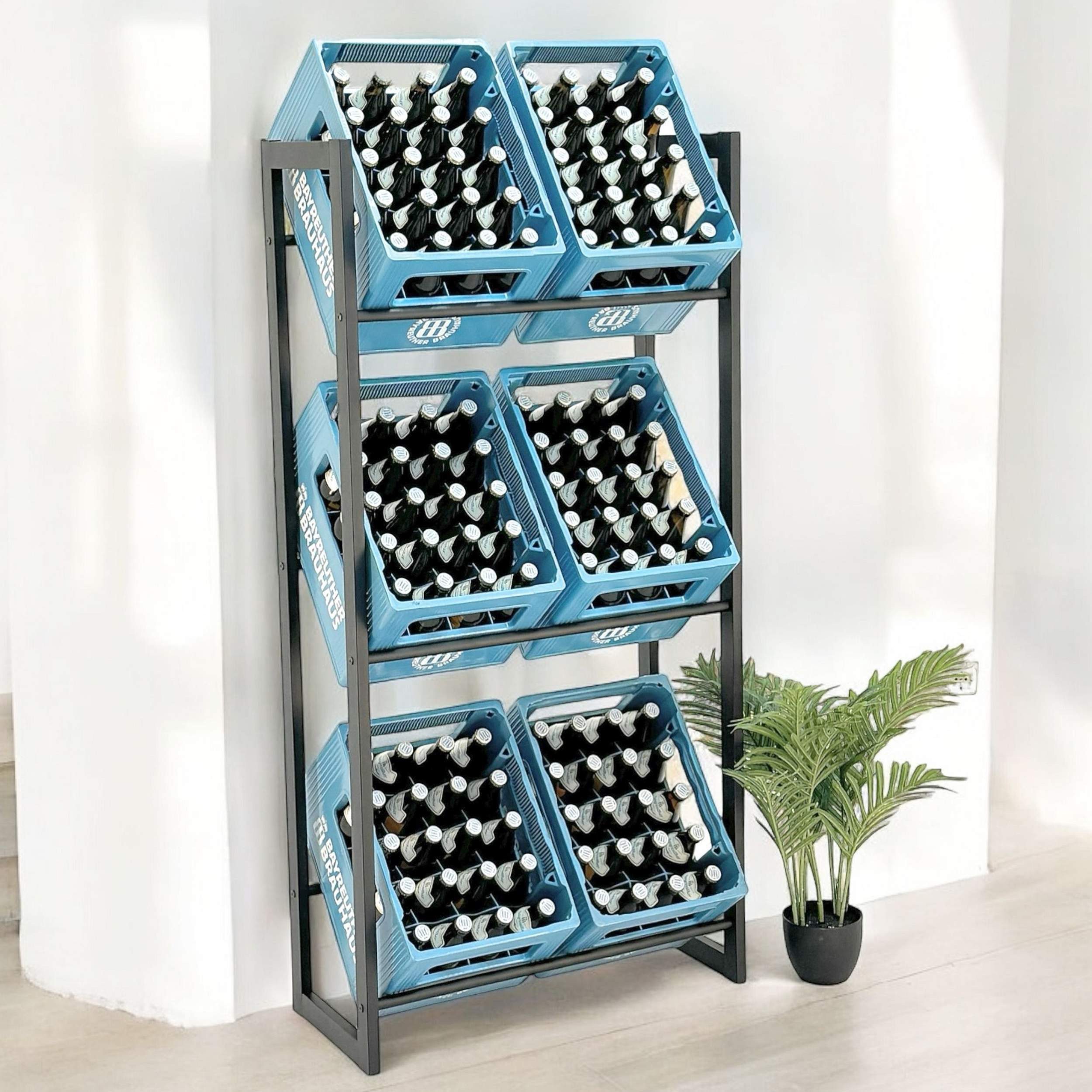 DanDiBo Standregal Bierkistenregal 6 Kisten Schwarz Metall Stehend 96563 71 günstig online kaufen