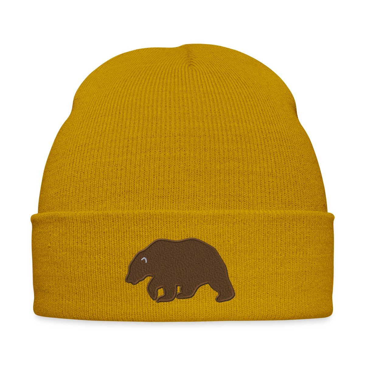 Spreadshirt Beanie Braunbär Bär Silhouette Stickerei Bestickte Wintermütze (1-St)