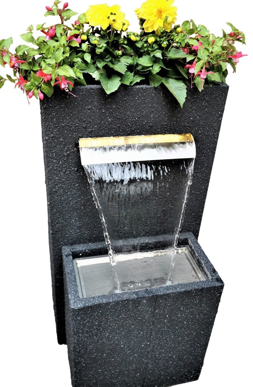 Jürgen Bocker - Gartenambiente Gartenbrunnen Brunnen Madrid klein Edelstahl Graphitbeschichtung anthrazit Garten, 46,00 cm Breite
